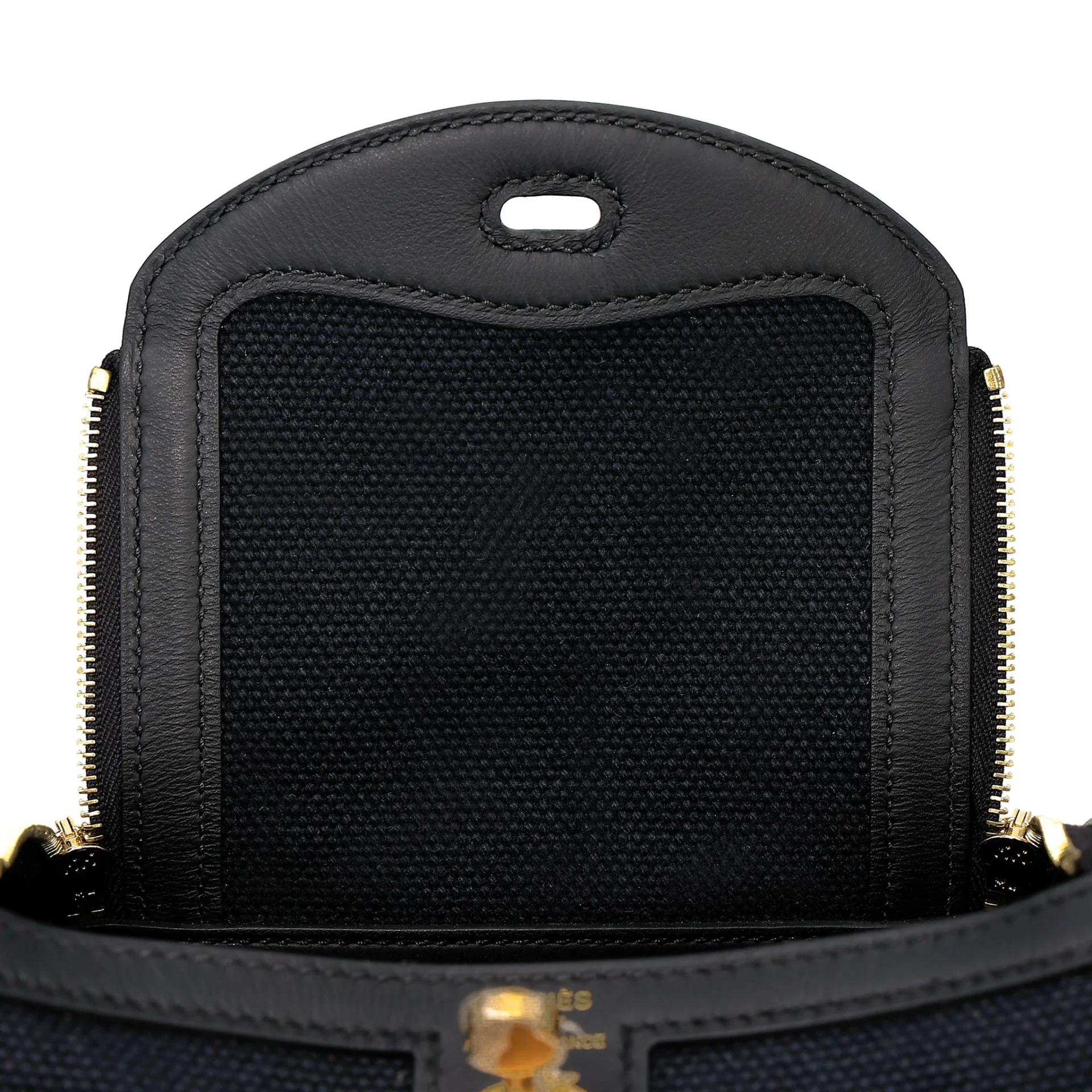 Brand New ( Rank N ) HERMÈS Mini Lindy II Noir (89) Swift Toile H canvas Gold hardware G (2026) - 14