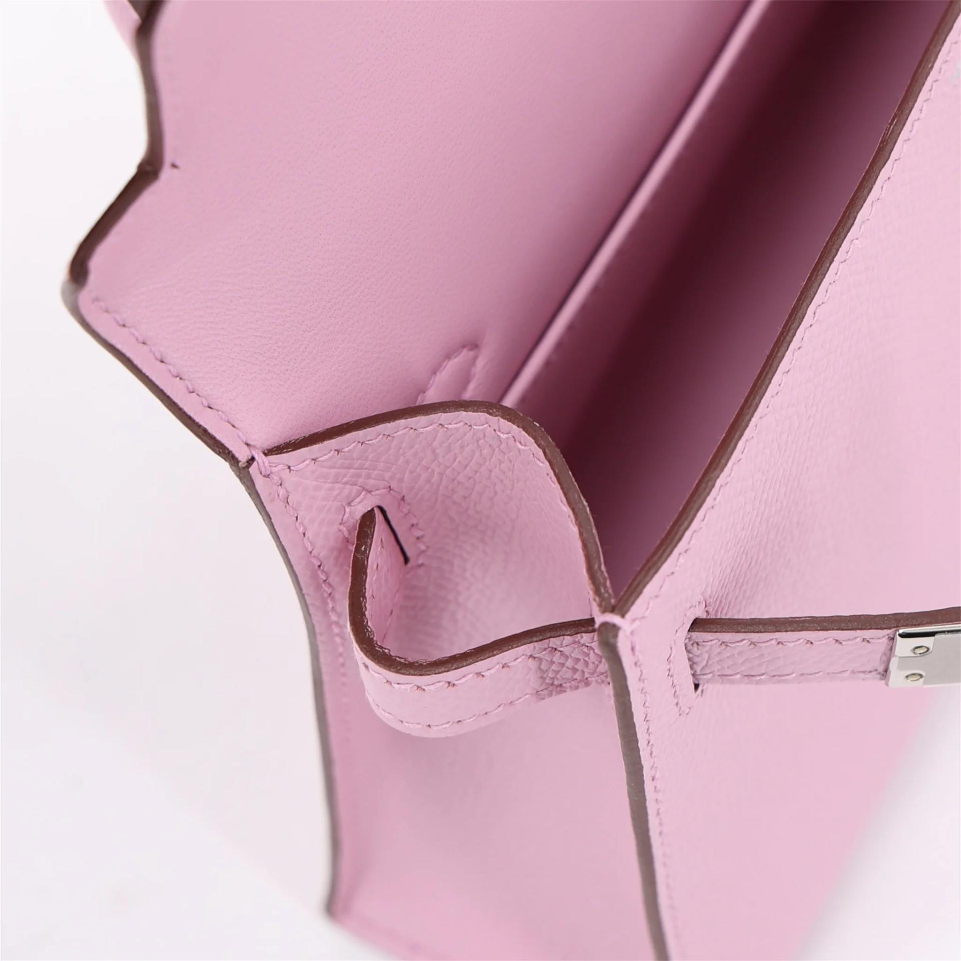 Unused ( Rank NS ) HERMÈS Mini Kelly II Mauve Sylvestre (X9) Epsom Palladium hardware B (2023) - 13