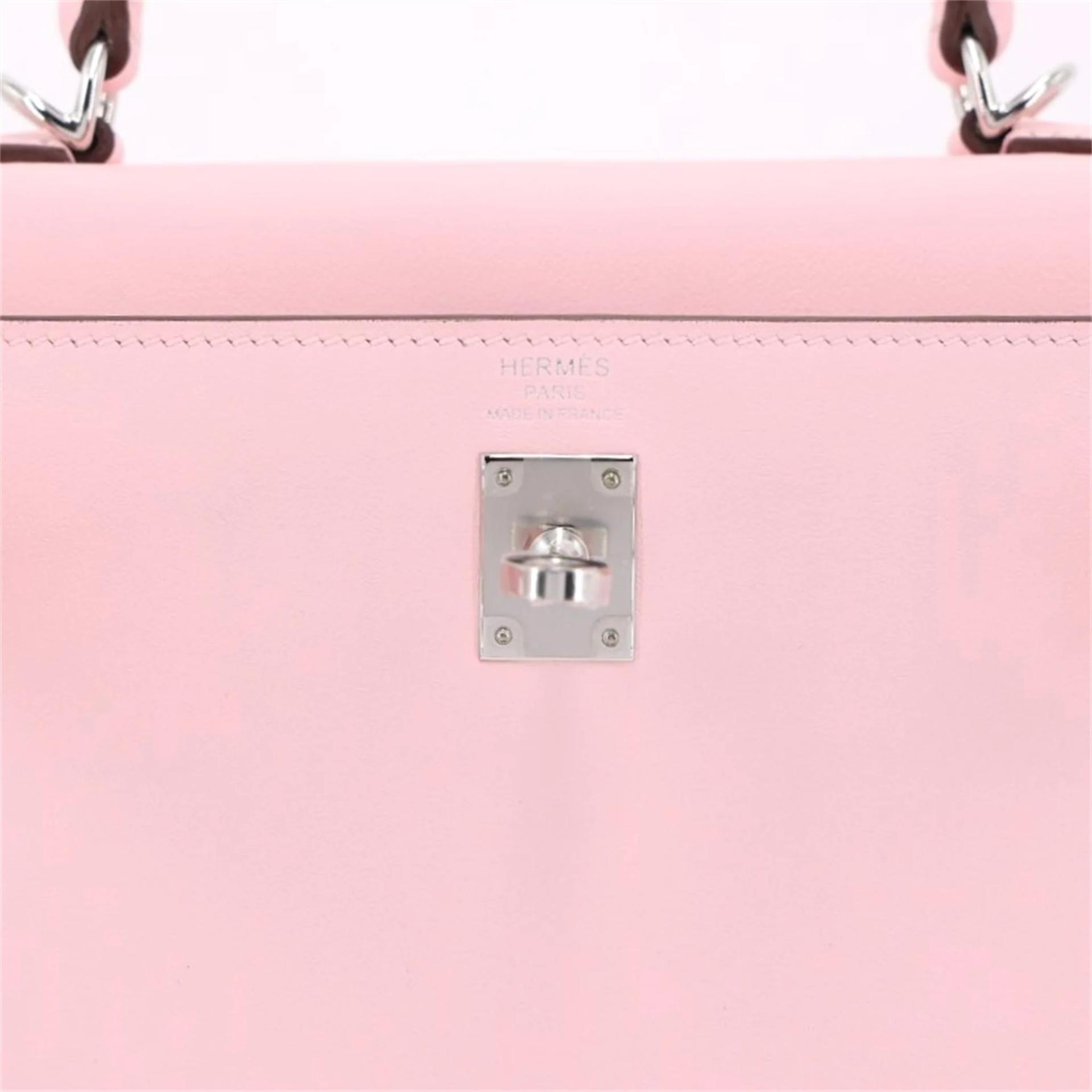 Unused ( Rank NS ) HERMÈS Kelly 25 Rose Sakura (3Q) Swift Palladium hardware W (2024) - 10