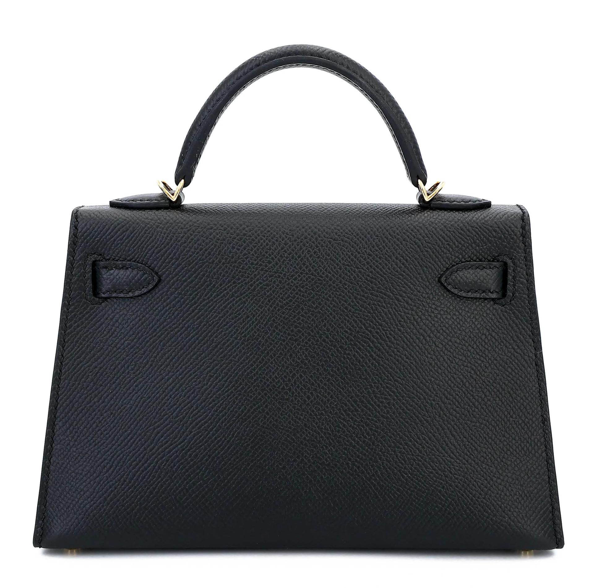Excellent ( Rank SA ) HERMÈS Mini Kelly II Noir (89) Epsom Gold hardware W (2024) - 2