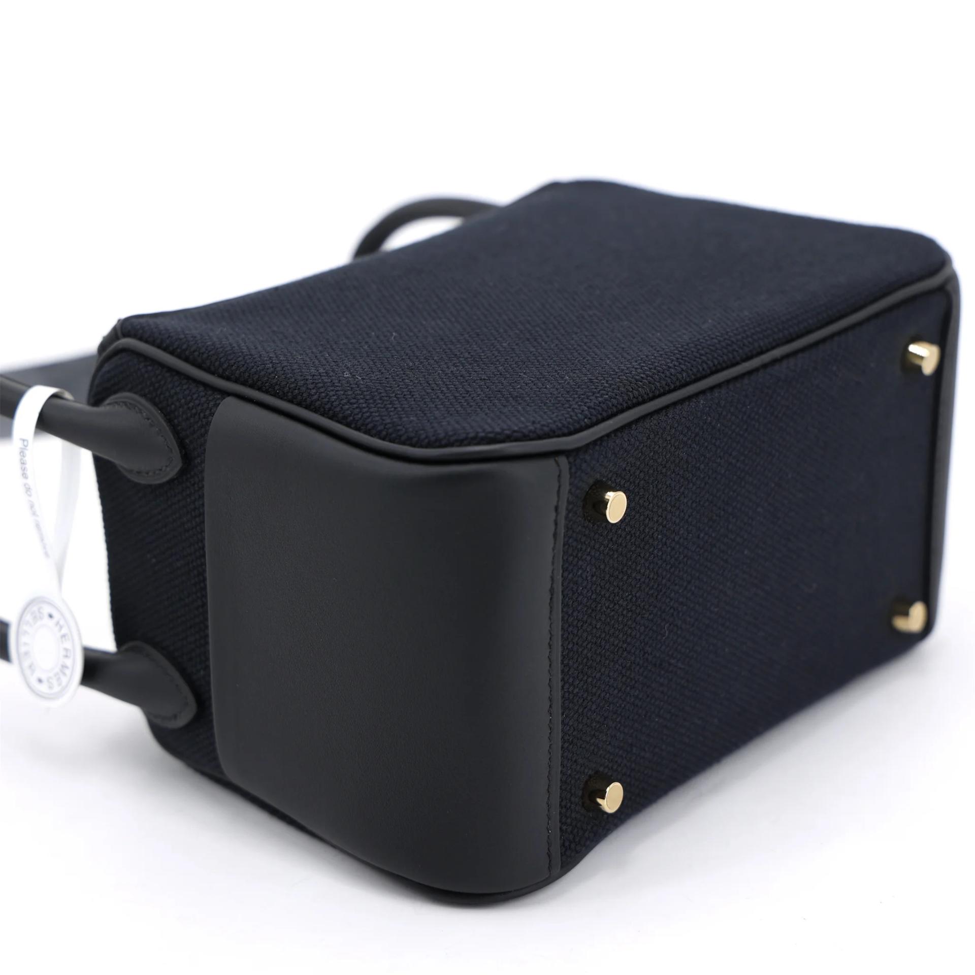 Brand New ( Rank N ) HERMÈS Mini Lindy II Noir (89) Toile H canvas Swift Gold hardware G (2026) - 6