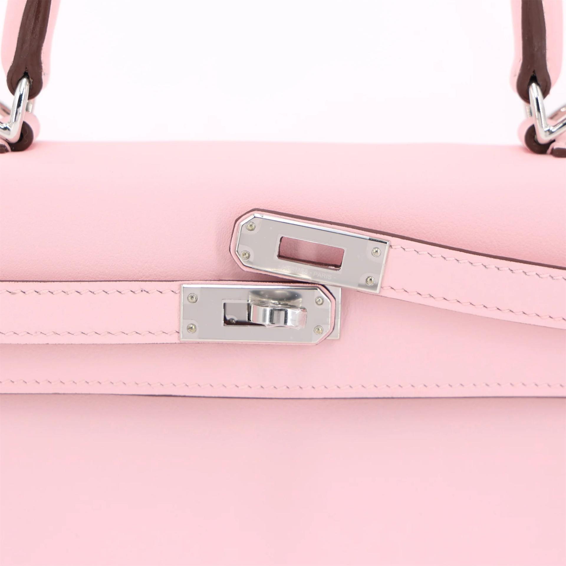 Unused ( Rank NS ) HERMÈS Kelly 25 Rose Sakura (3Q) Swift Palladium hardware W (2024) - 8