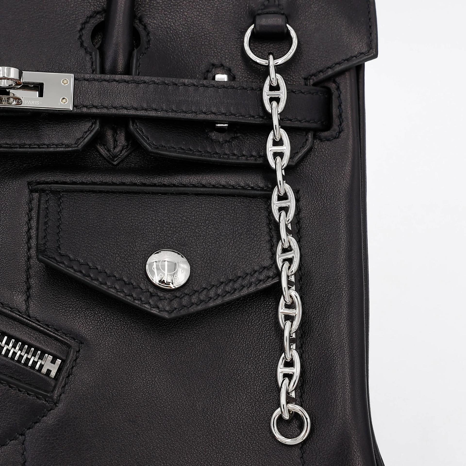 Excellent ( Rank SA ) HERMÈS Limited Edition Birkin 25 Rock Noir (89) Volupto calfskin Palladium hardware W (2024) - 12