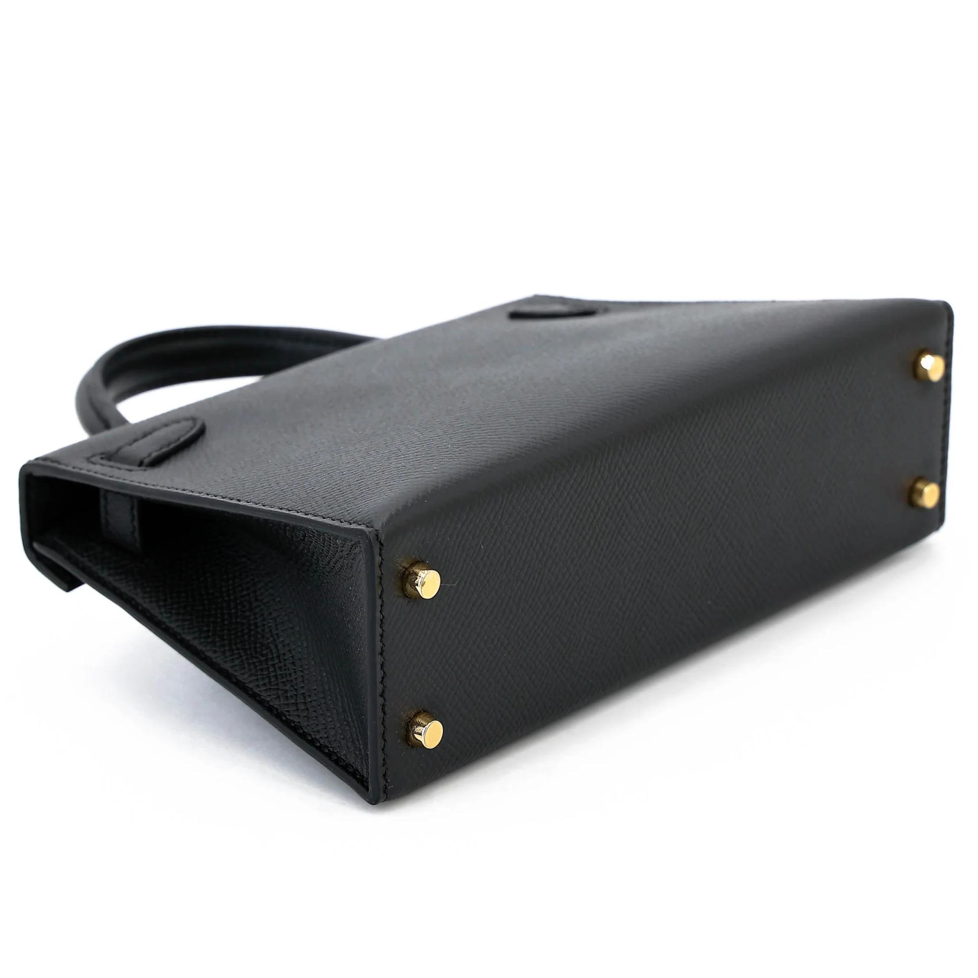 Excellent ( Rank SA ) HERMÈS Mini Kelly II Noir (89) Epsom Gold hardware W (2024) - 7
