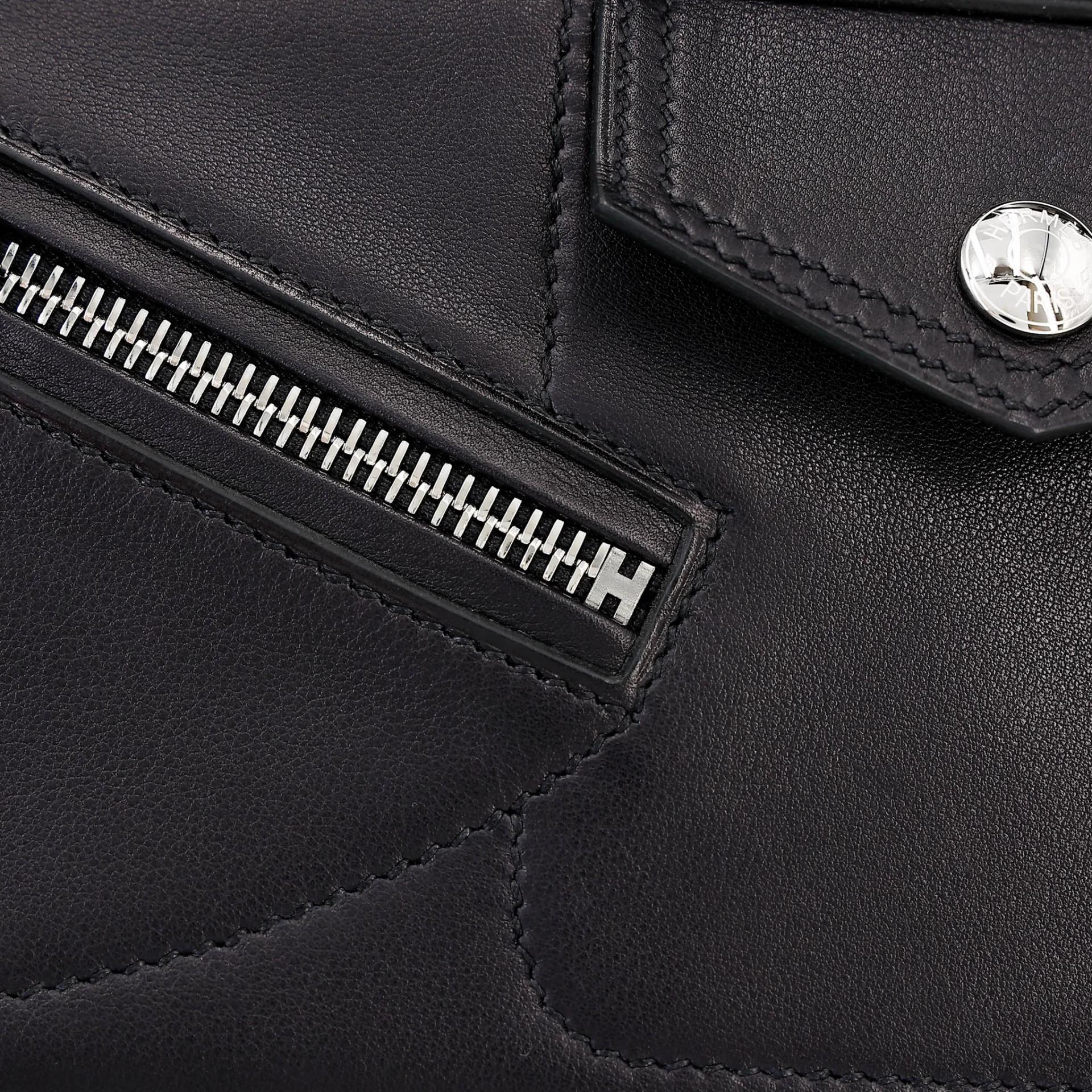 Excellent ( Rank SA ) HERMÈS Limited Edition Birkin 25 Rock Noir (89) Volupto calfskin Palladium hardware W (2024) - 16