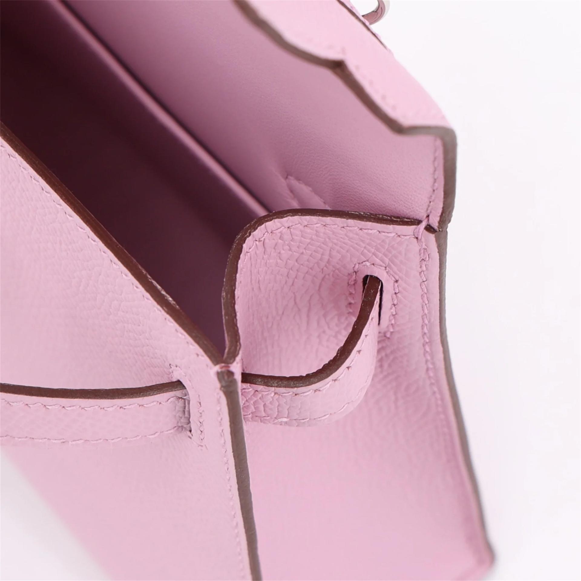 Unused ( Rank NS ) HERMÈS Mini Kelly II Mauve Sylvestre (X9) Epsom Palladium hardware B (2023) - 14
