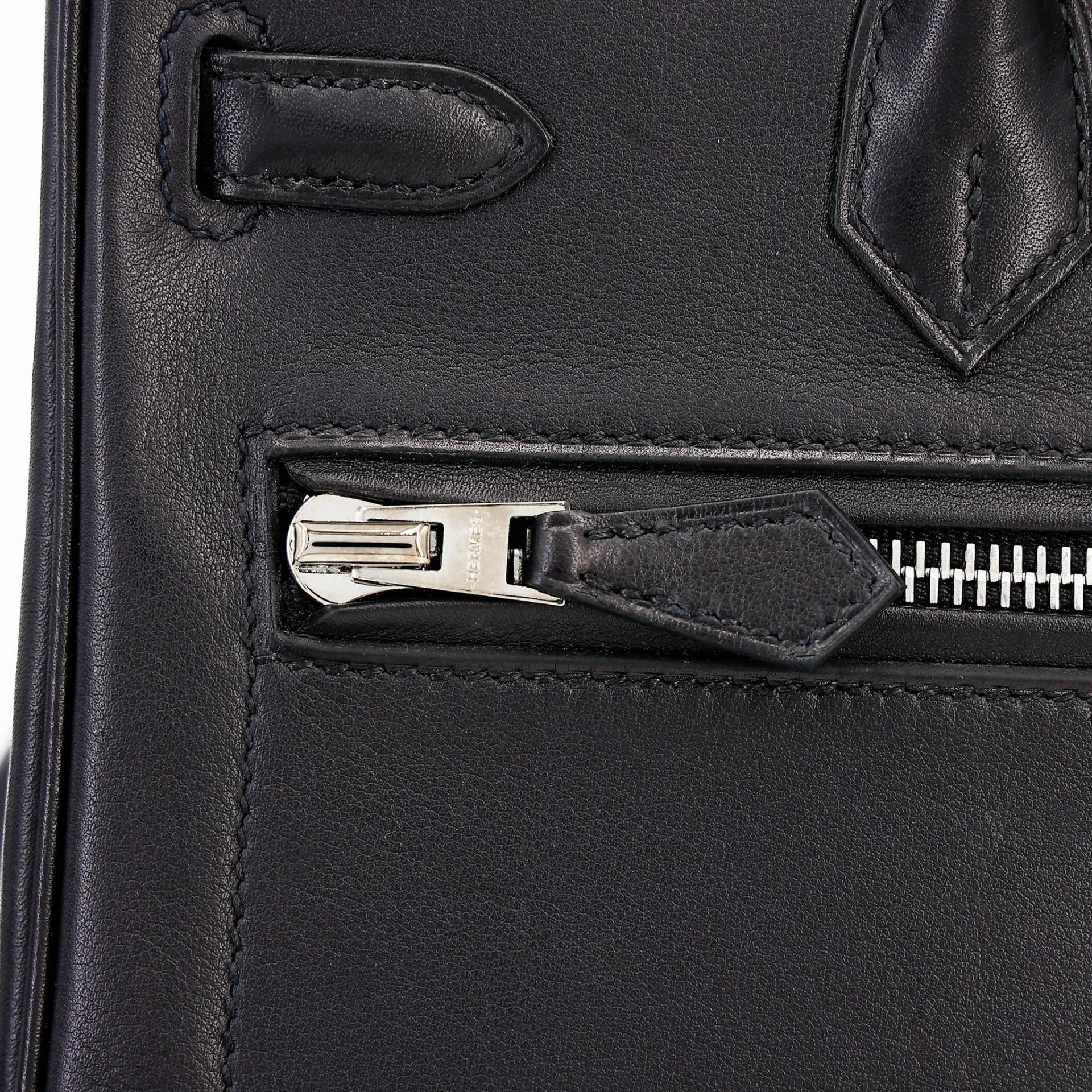 Excellent ( Rank SA ) HERMÈS Limited Edition Birkin 25 Rock Noir (89) Volupto calfskin Palladium hardware W (2024) - 13