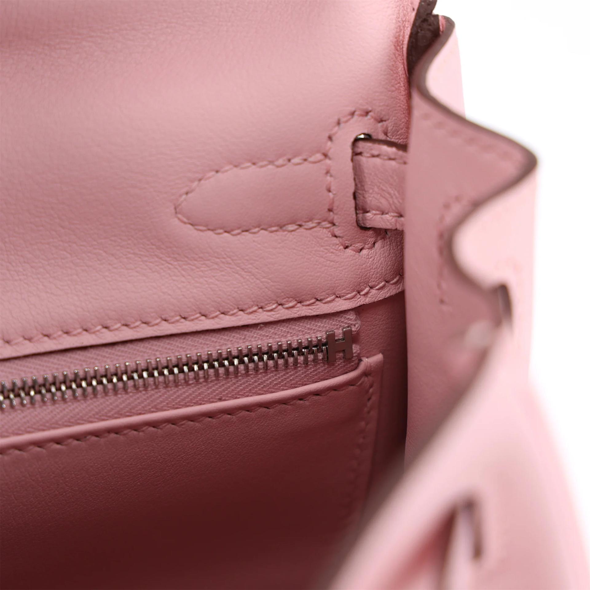 Unused ( Rank NS ) HERMÈS Kelly 25 Rose Sakura (3Q) Swift Palladium hardware W (2024) - 15
