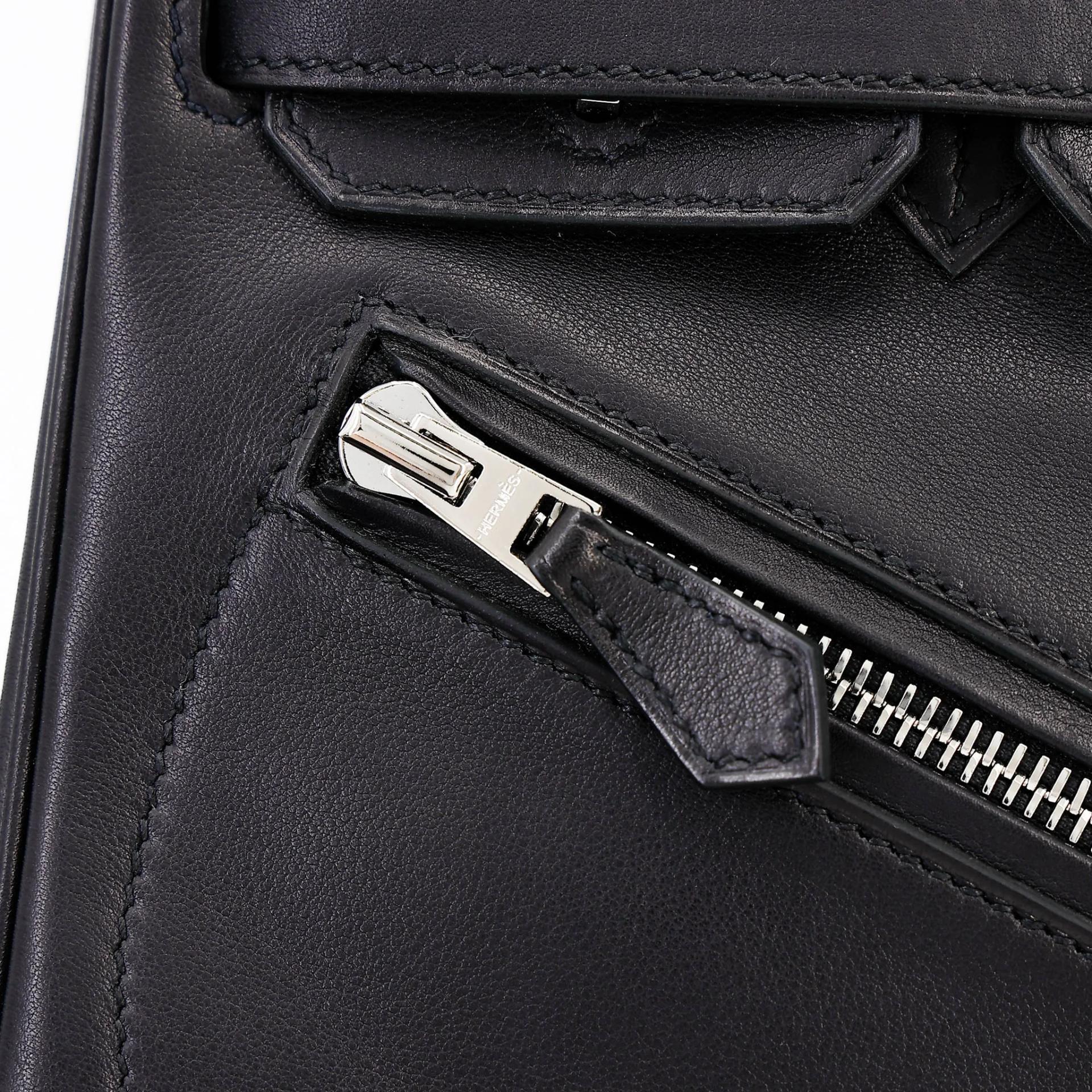 Excellent ( Rank SA ) HERMÈS Limited Edition Birkin 25 Rock Noir (89) Volupto calfskin Palladium hardware W (2024) - 15