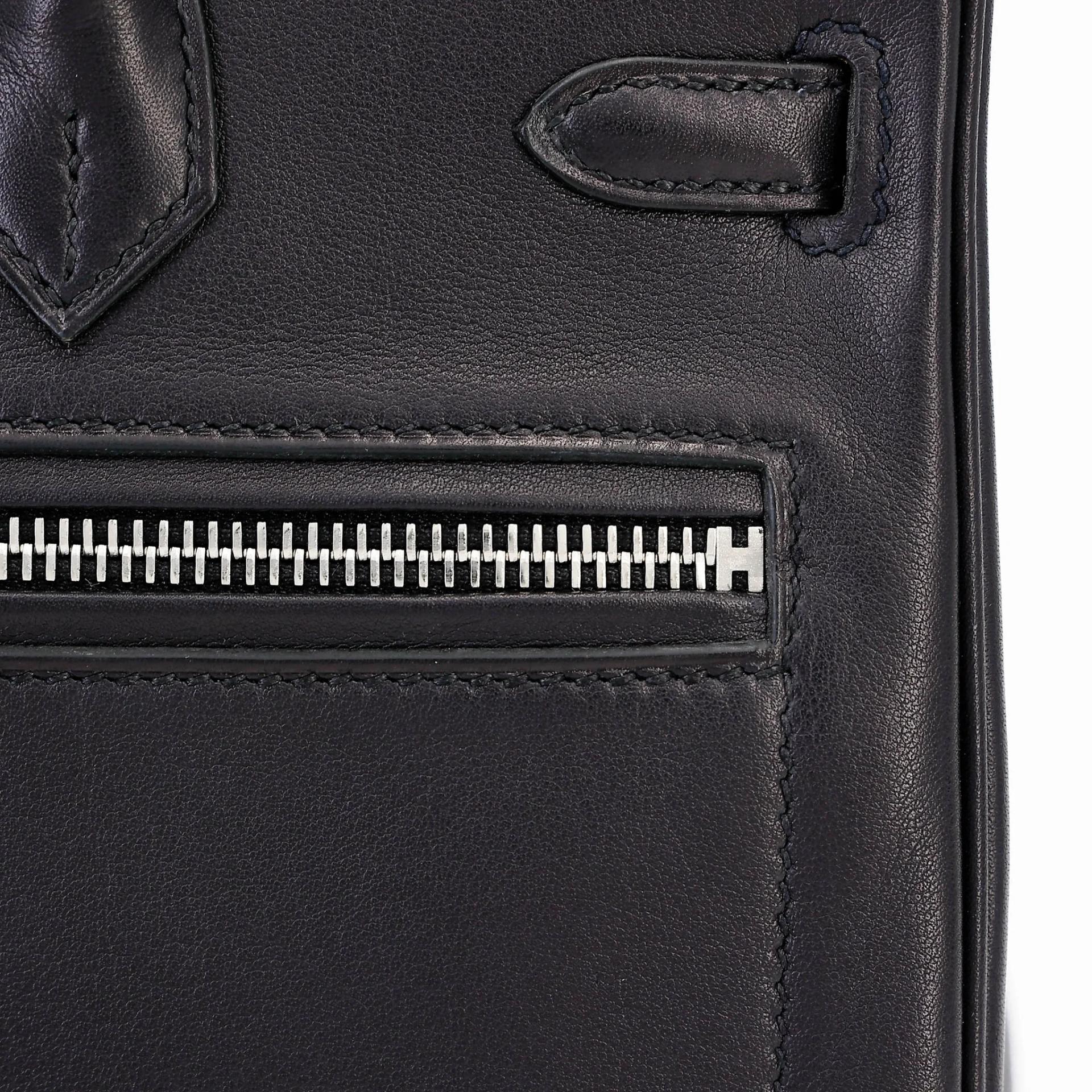 Excellent ( Rank SA ) HERMÈS Limited Edition Birkin 25 Rock Noir (89) Volupto calfskin Palladium hardware W (2024) - 14