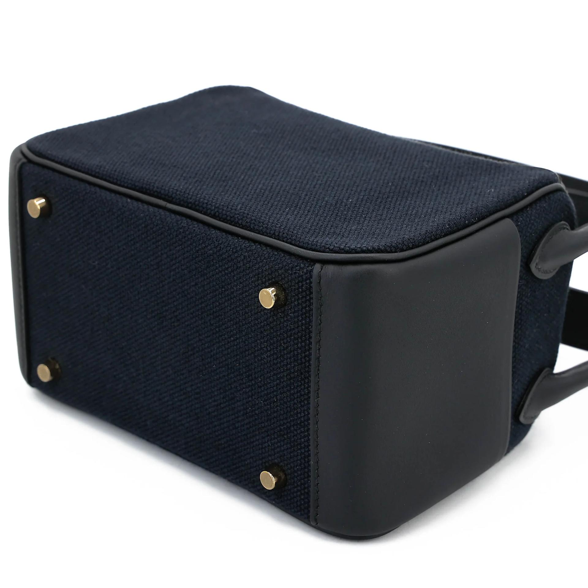 Brand New ( Rank N ) HERMÈS Mini Lindy II Noir (89) Swift Toile H canvas Gold hardware G (2026) - 11