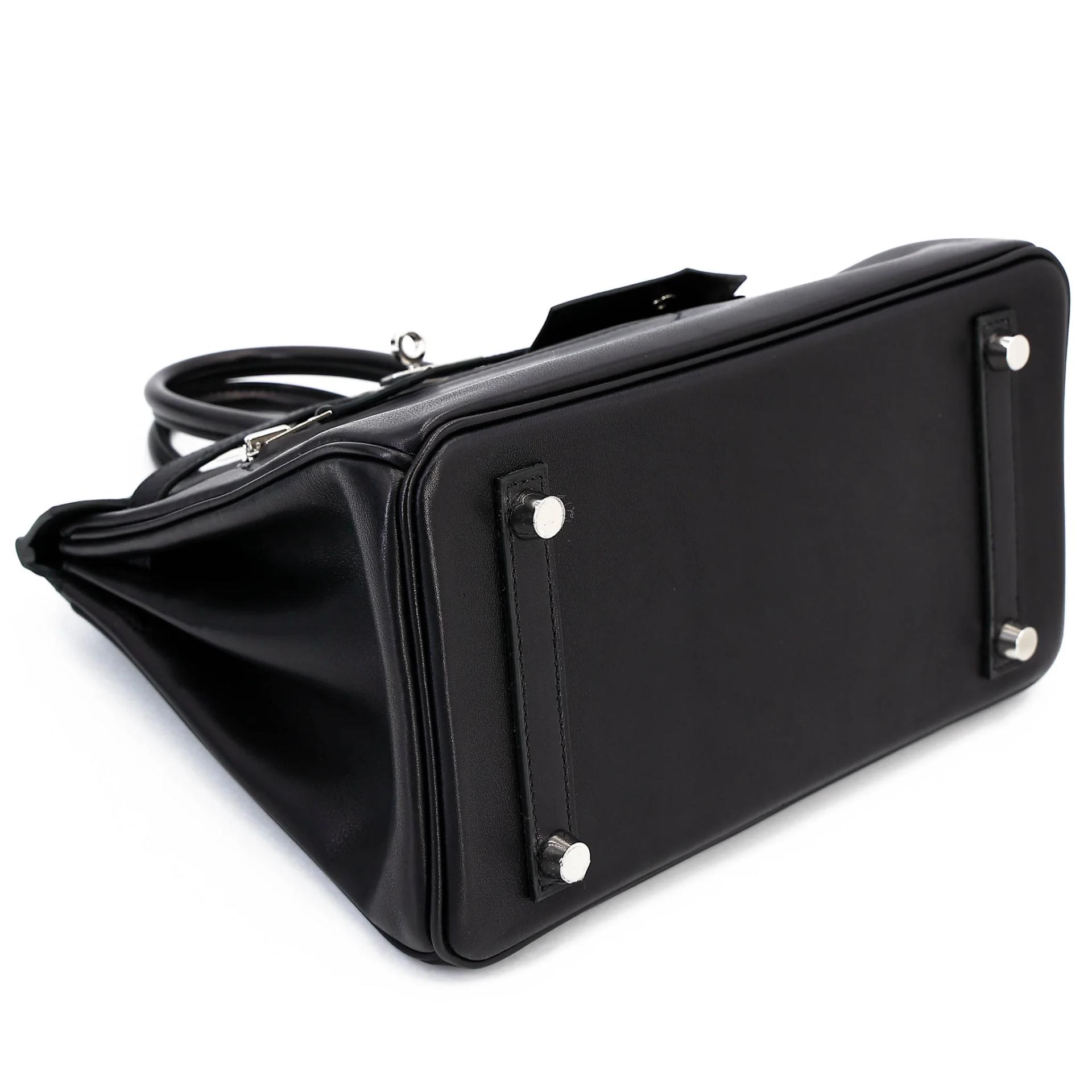 Excellent ( Rank SA ) HERMÈS Limited Edition Birkin 25 Rock Noir (89) Volupto calfskin Palladium hardware W (2024) - 5