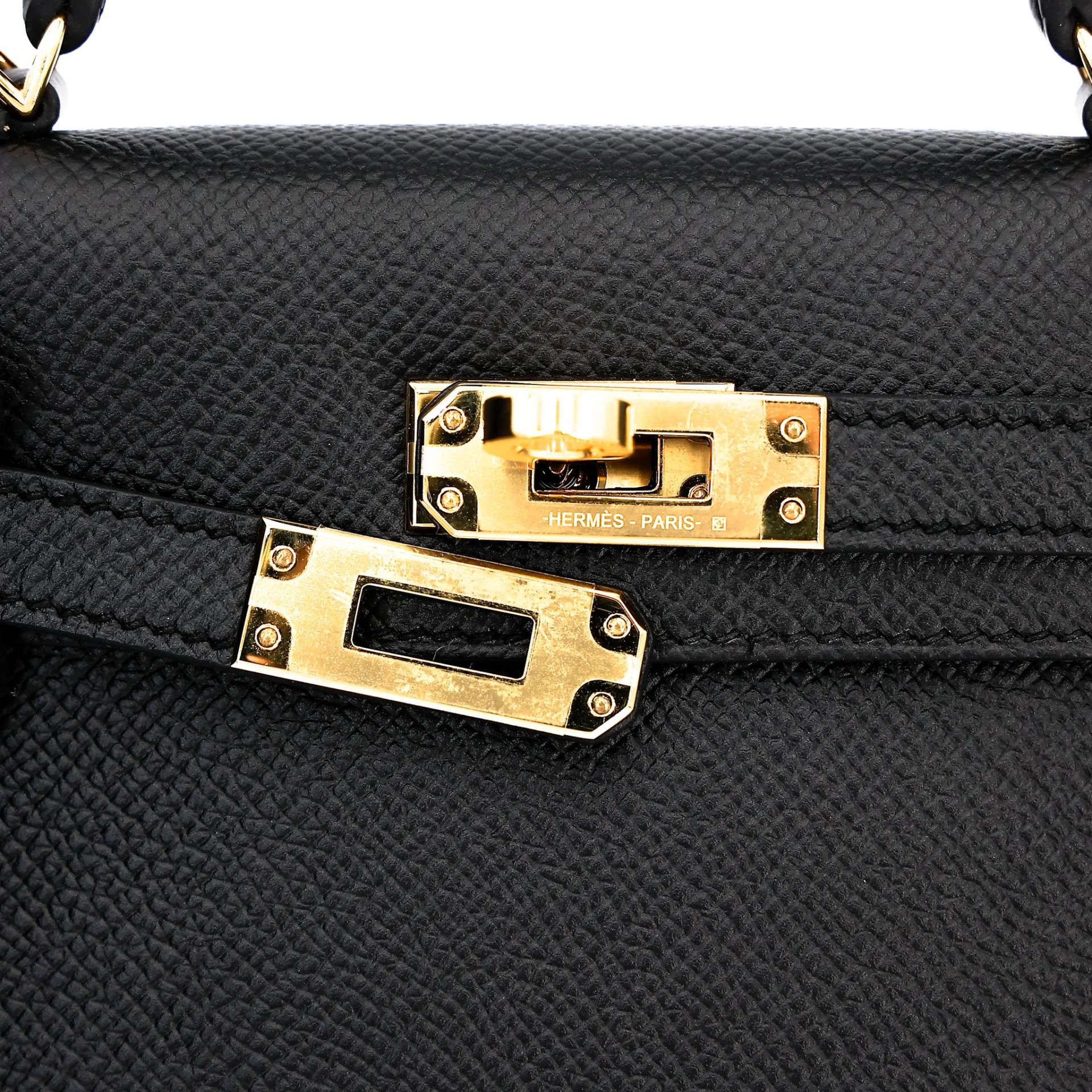 Excellent ( Rank SA ) HERMÈS Mini Kelly II Noir (89) Epsom Gold hardware W (2024) - 8
