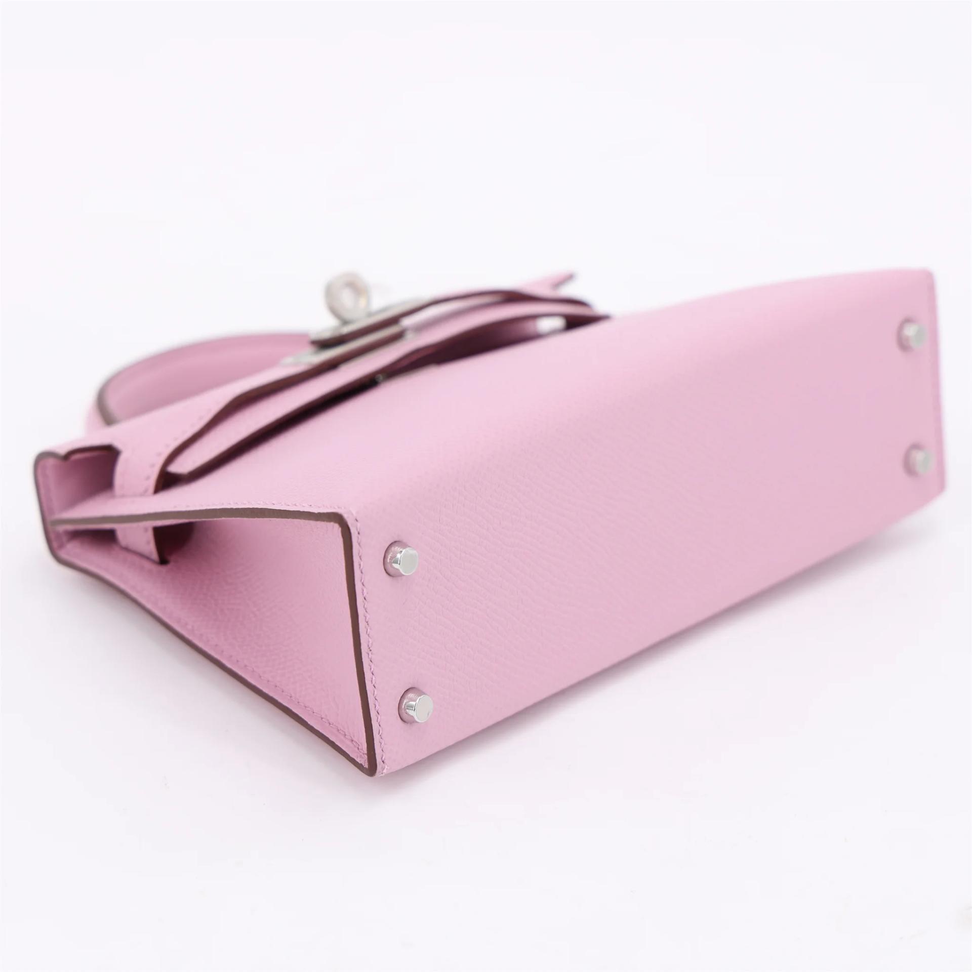 Unused ( Rank NS ) HERMÈS Mini Kelly II Mauve Sylvestre (X9) Epsom Palladium hardware B (2023) - 4