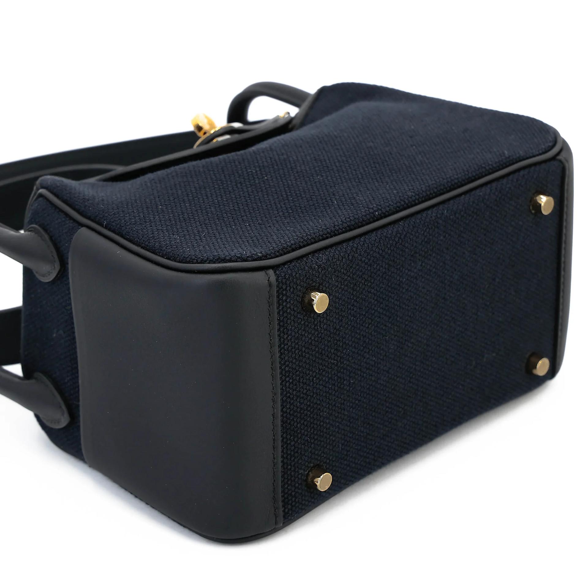Brand New ( Rank N ) HERMÈS Mini Lindy II Noir (89) Swift Toile H canvas Gold hardware G (2026) - 10