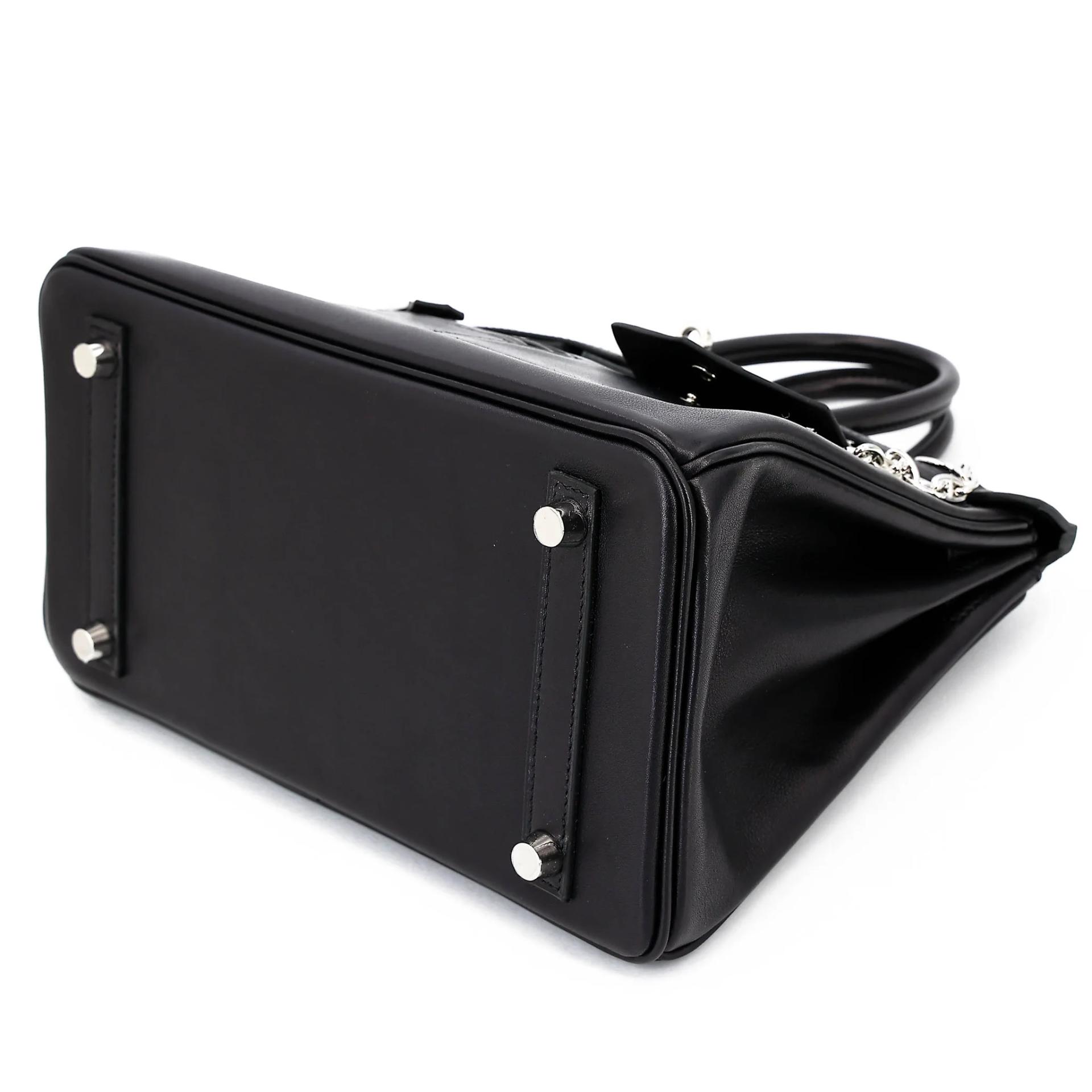 Excellent ( Rank SA ) HERMÈS Limited Edition Birkin 25 Rock Noir (89) Volupto calfskin Palladium hardware W (2024) - 4
