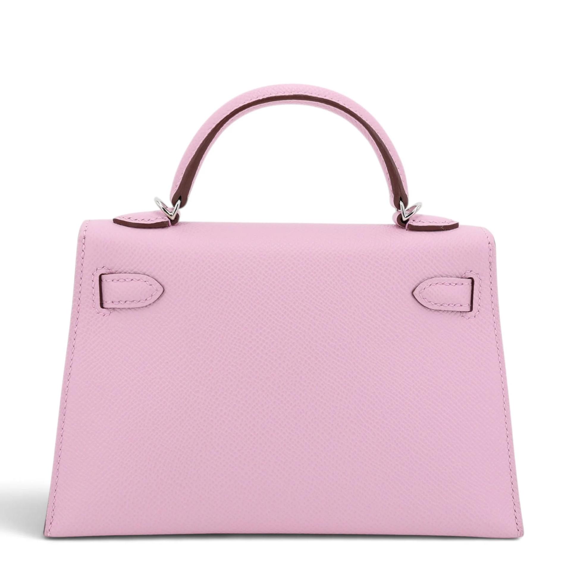 Unused ( Rank NS ) HERMÈS Mini Kelly II Mauve Sylvestre (X9) Epsom Palladium hardware B (2023) - 2
