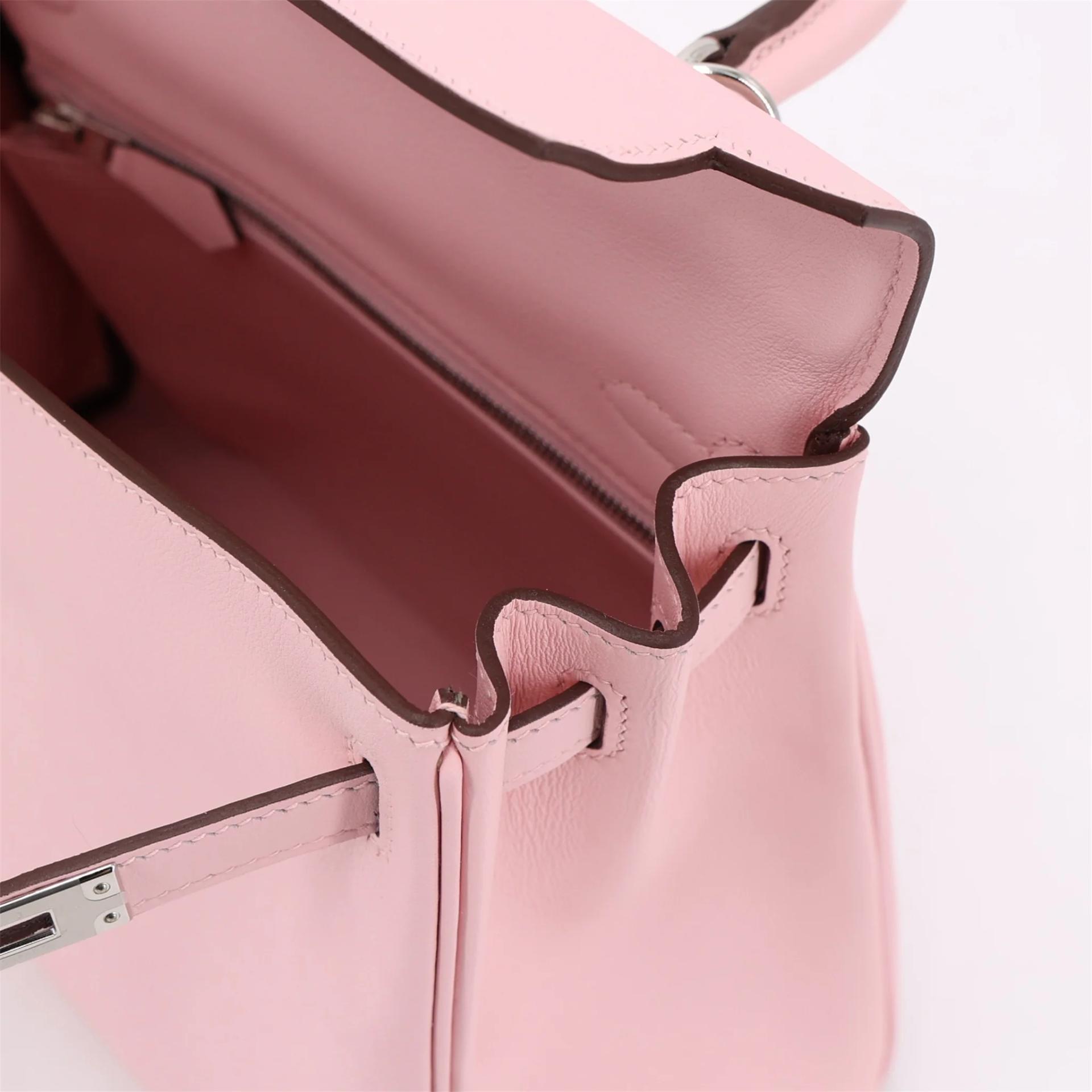 Unused ( Rank NS ) HERMÈS Kelly 25 Rose Sakura (3Q) Swift Palladium hardware W (2024) - 13