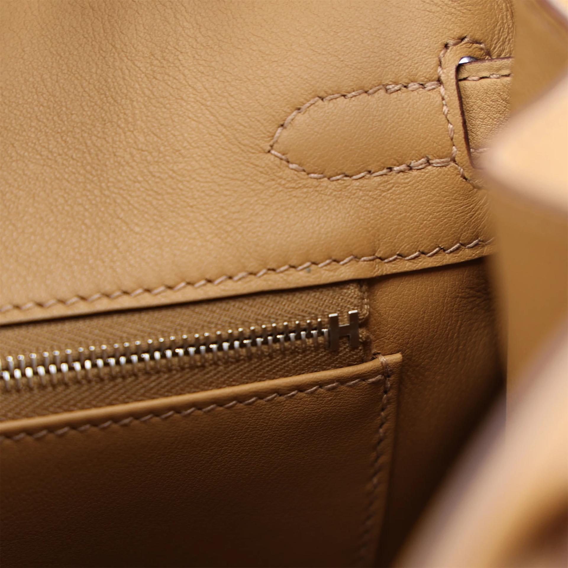 Unused ( Rank NS ) HERMÈS Limited Edition Birkin 25 In & Out Biscuit (4B) Swift Palladium hardware U (2022) - 15