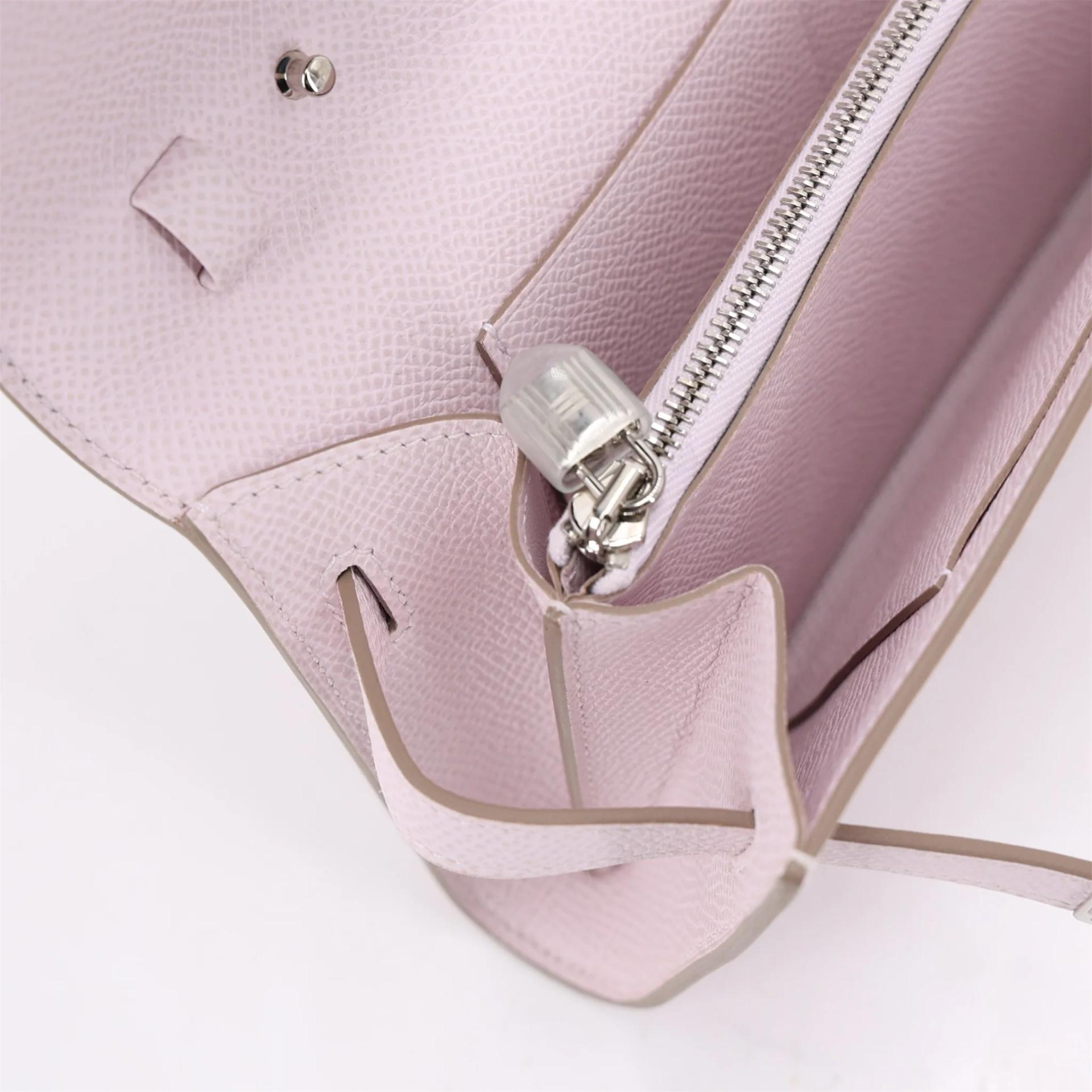 Unused ( Rank NS ) HERMÈS Kelly To Go Wallet Mauve Pale (09) Epsom Palladium hardware U (2022) - 13