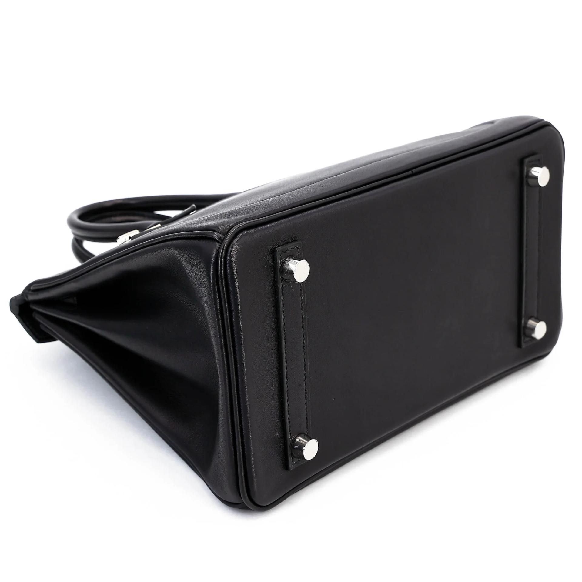 Excellent ( Rank SA ) HERMÈS Limited Edition Birkin 25 Rock Noir (89) Volupto calfskin Palladium hardware W (2024) - 7