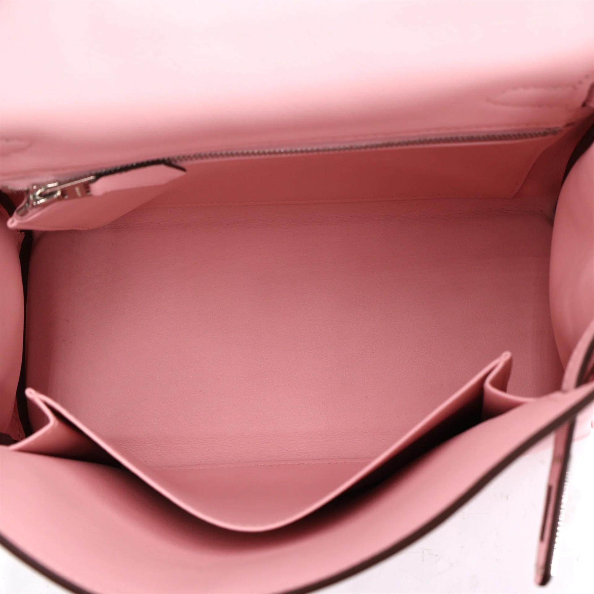 Unused ( Rank NS ) HERMÈS Kelly 25 Rose Sakura (3Q) Swift Palladium hardware W (2024) - 11