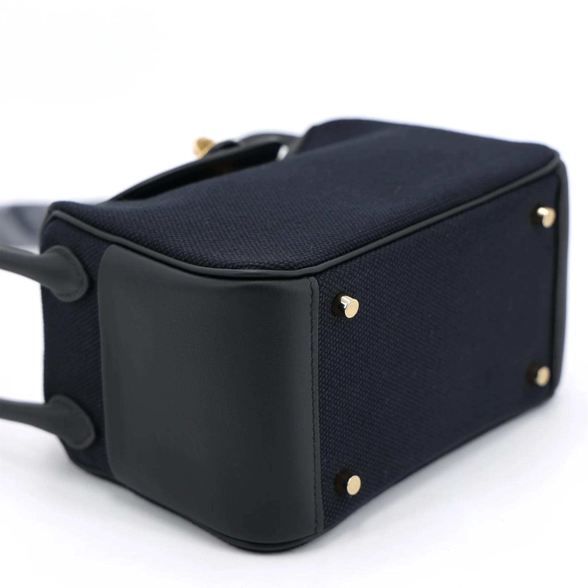 Brand New ( Rank N ) HERMÈS Mini Lindy II Noir (89) Toile H canvas Swift Gold hardware G (2026) - 4