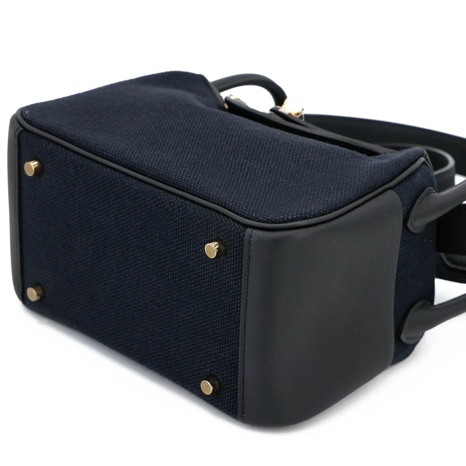 Brand New ( Rank N ) HERMÈS Mini Lindy II Noir (89) Swift Toile H canvas Gold hardware G (2026) - 9