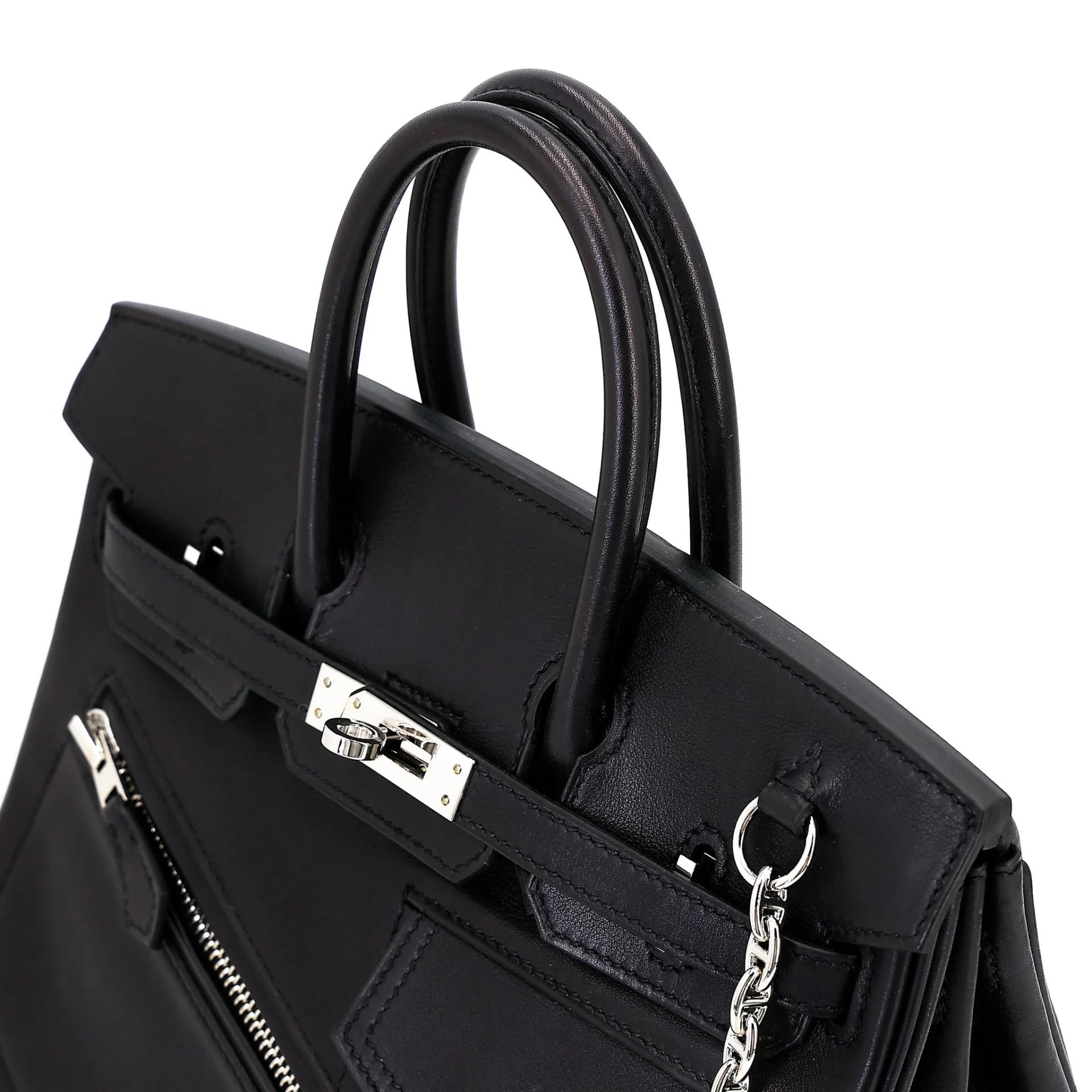 Excellent ( Rank SA ) HERMÈS Limited Edition Birkin 25 Rock Noir (89) Volupto calfskin Palladium hardware W (2024) - 3