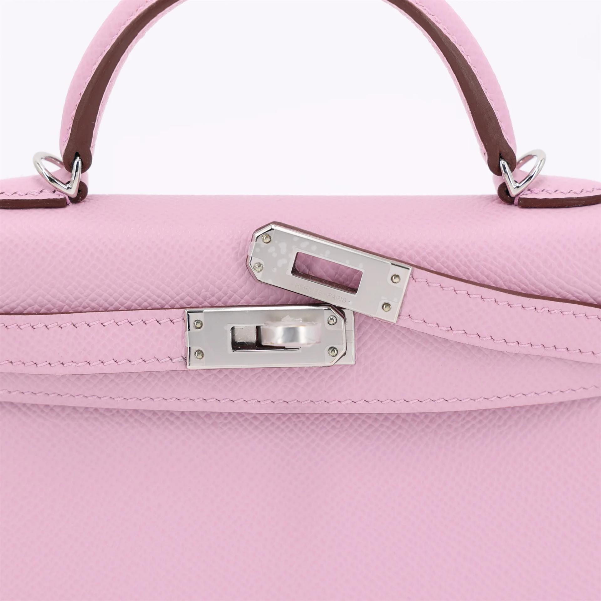 Unused ( Rank NS ) HERMÈS Mini Kelly II Mauve Sylvestre (X9) Epsom Palladium hardware B (2023) - 8