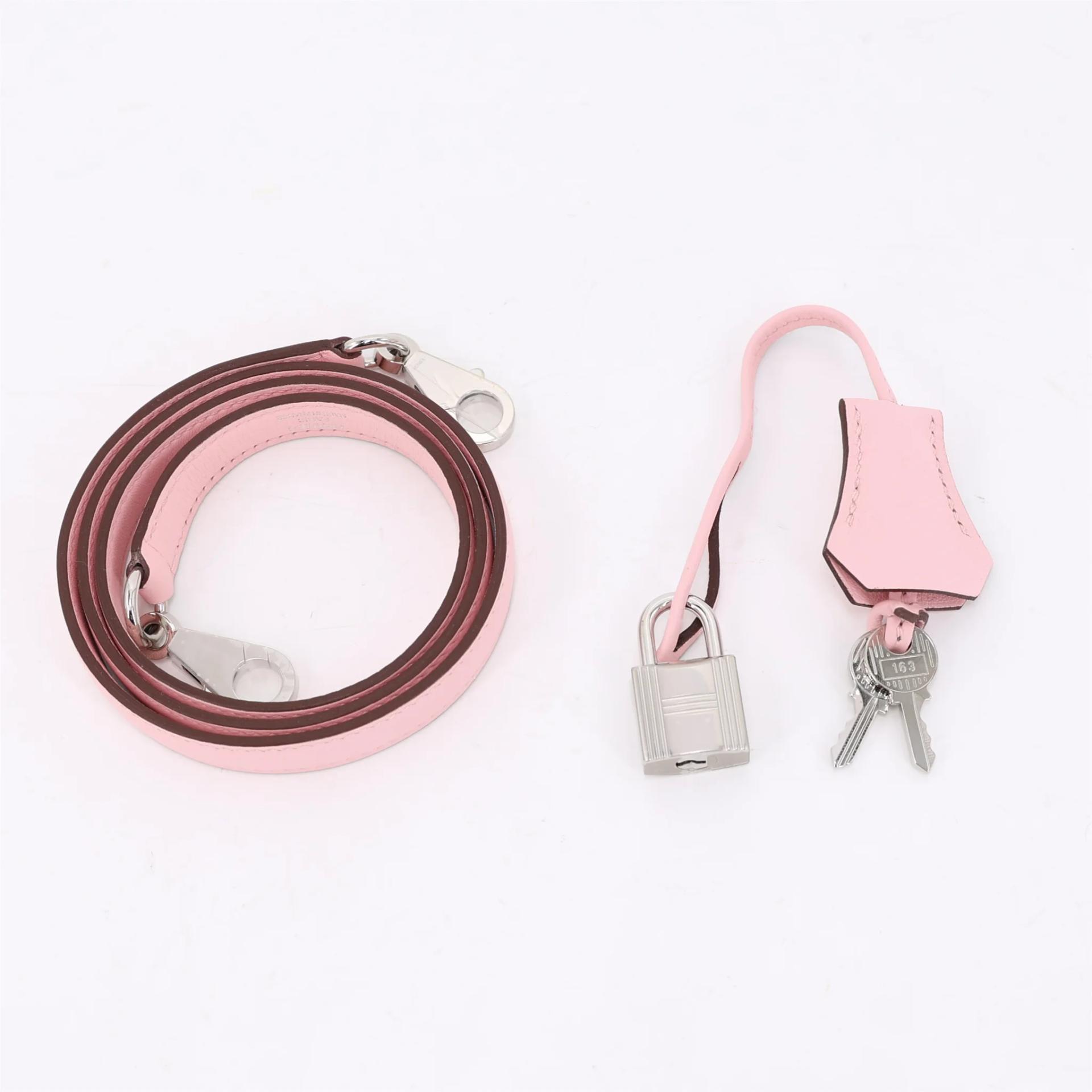Unused ( Rank NS ) HERMÈS Kelly 25 Rose Sakura (3Q) Swift Palladium hardware W (2024) - 17