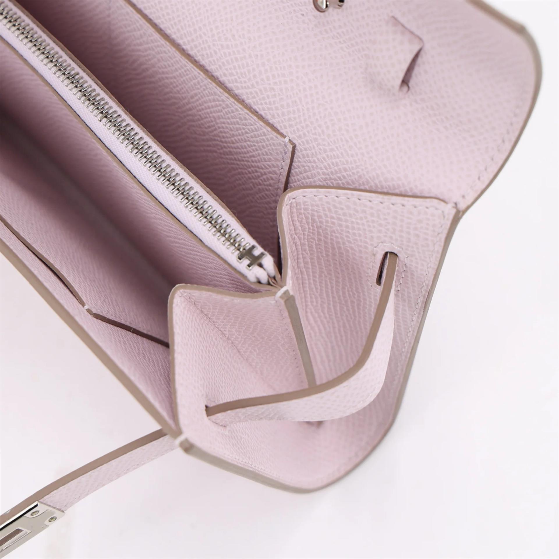 Unused ( Rank NS ) HERMÈS Kelly To Go Wallet Mauve Pale (09) Epsom Palladium hardware U (2022) - 14