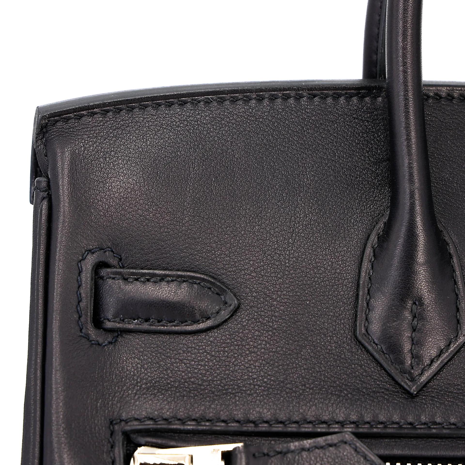 Excellent ( Rank SA ) HERMÈS Limited Edition Birkin 25 Rock Noir (89) Volupto calfskin Palladium hardware W (2024) - 11