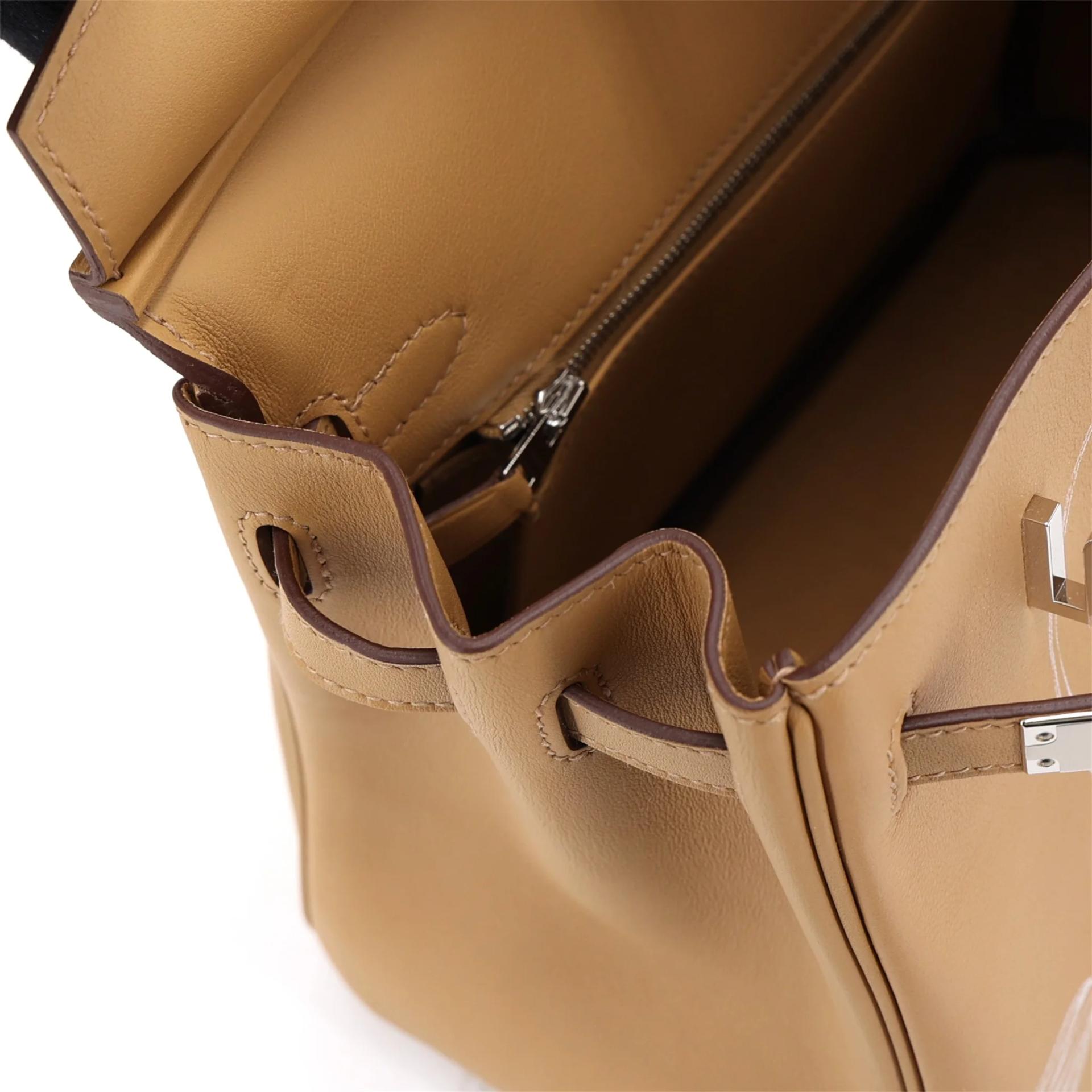 Unused ( Rank NS ) HERMÈS Limited Edition Birkin 25 In & Out Biscuit (4B) Swift Palladium hardware U (2022) - 12