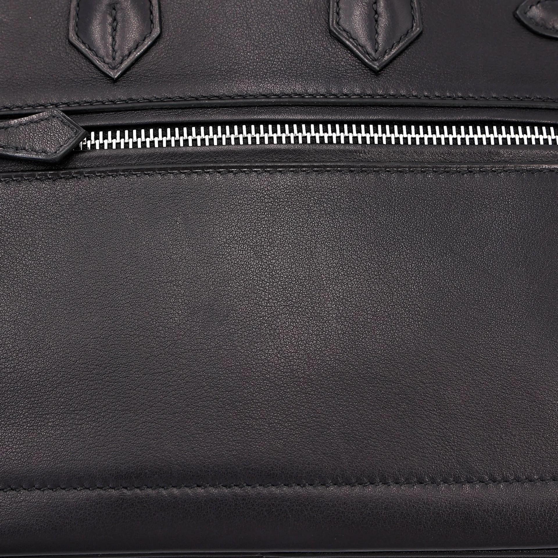 Excellent ( Rank SA ) HERMÈS Limited Edition Birkin 25 Rock Noir (89) Volupto calfskin Palladium hardware W (2024) - 10