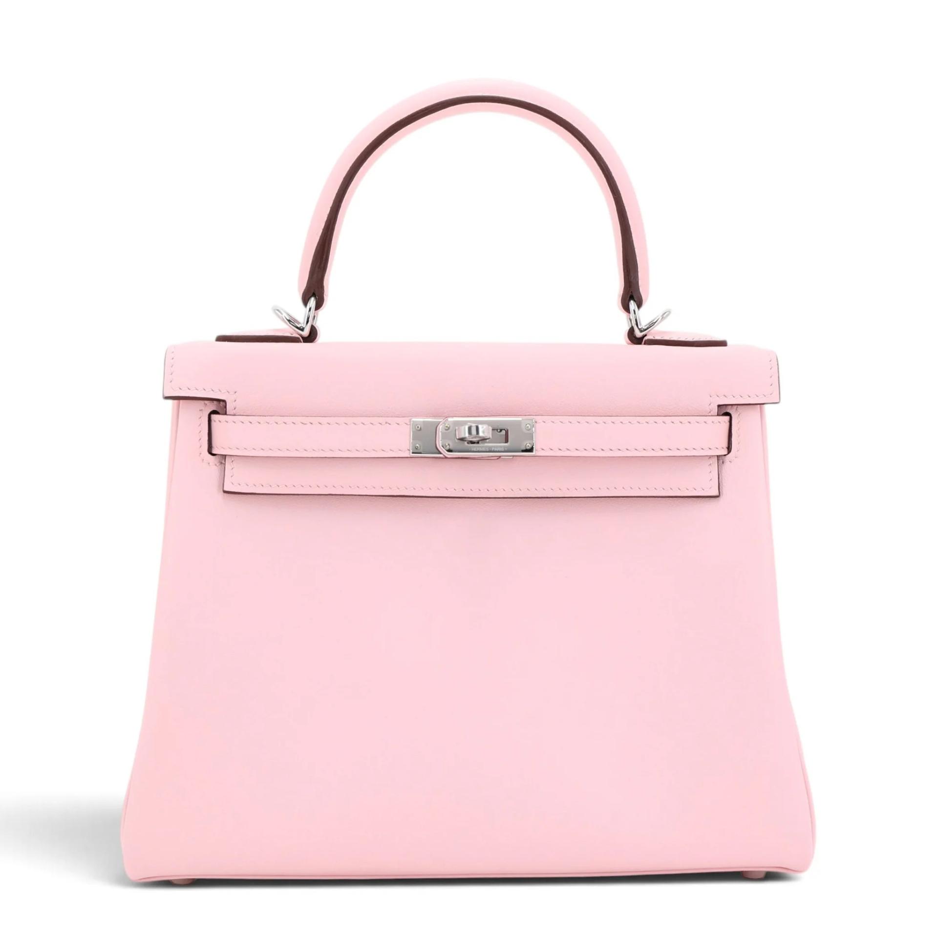 Unused ( Rank NS ) HERMÈS Kelly 25 Rose Sakura (3Q) Swift Palladium hardware W (2024) - 1
