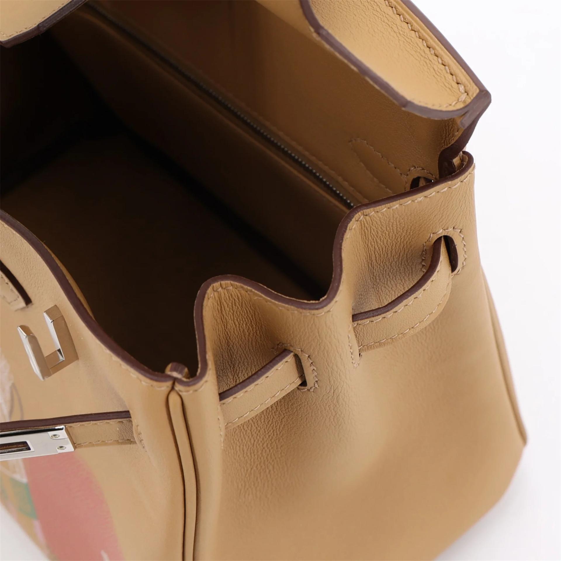 Unused ( Rank NS ) HERMÈS Limited Edition Birkin 25 In & Out Biscuit (4B) Swift Palladium hardware U (2022) - 13