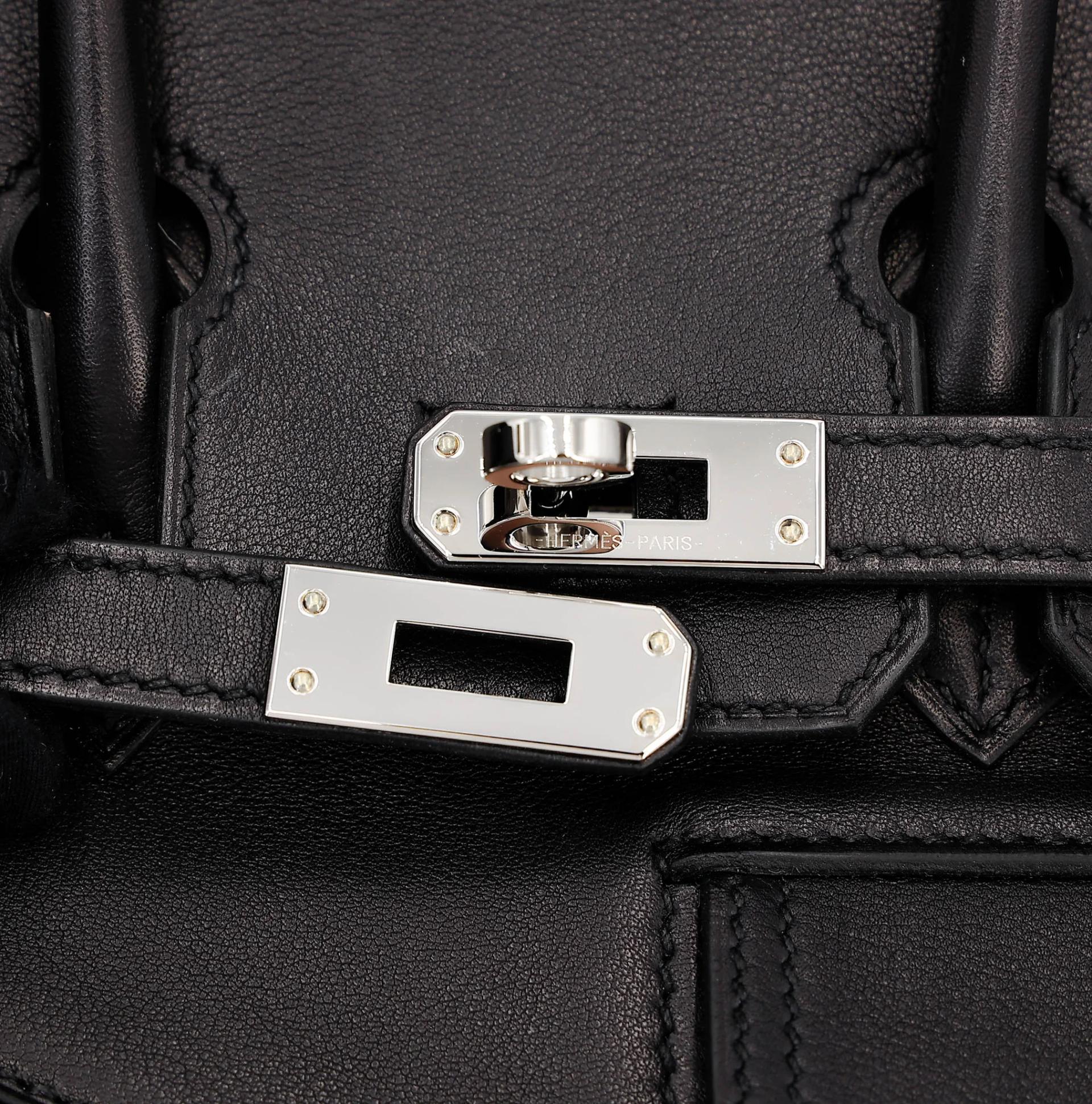 Excellent ( Rank SA ) HERMÈS Limited Edition Birkin 25 Rock Noir (89) Volupto calfskin Palladium hardware W (2024) - 17