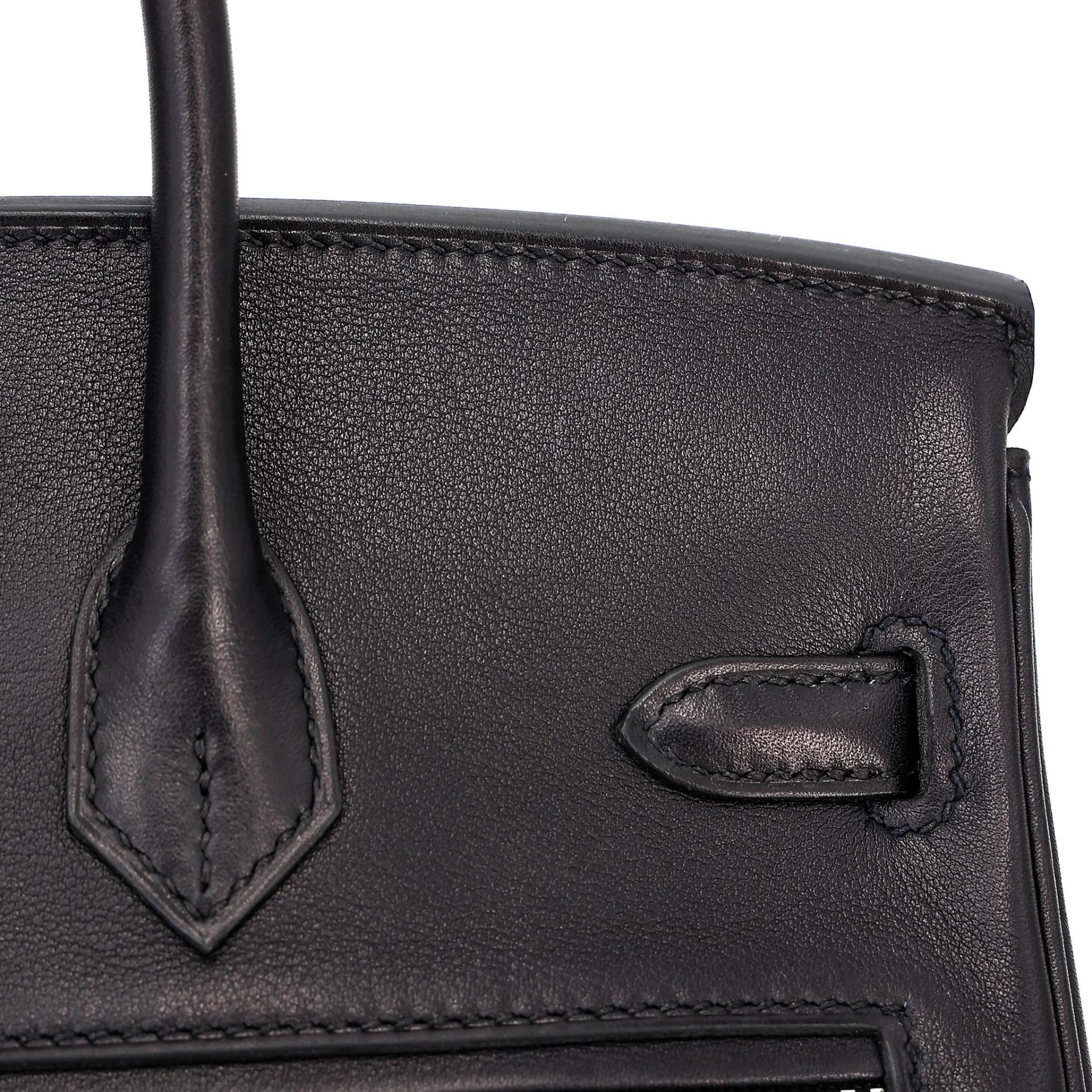 Excellent ( Rank SA ) HERMÈS Limited Edition Birkin 25 Rock Noir (89) Volupto calfskin Palladium hardware W (2024) - 9