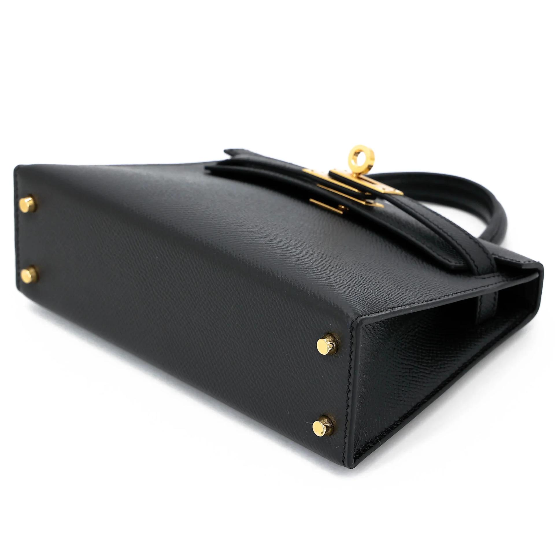 Excellent ( Rank SA ) HERMÈS Mini Kelly II Noir (89) Epsom Gold hardware W (2024) - 4