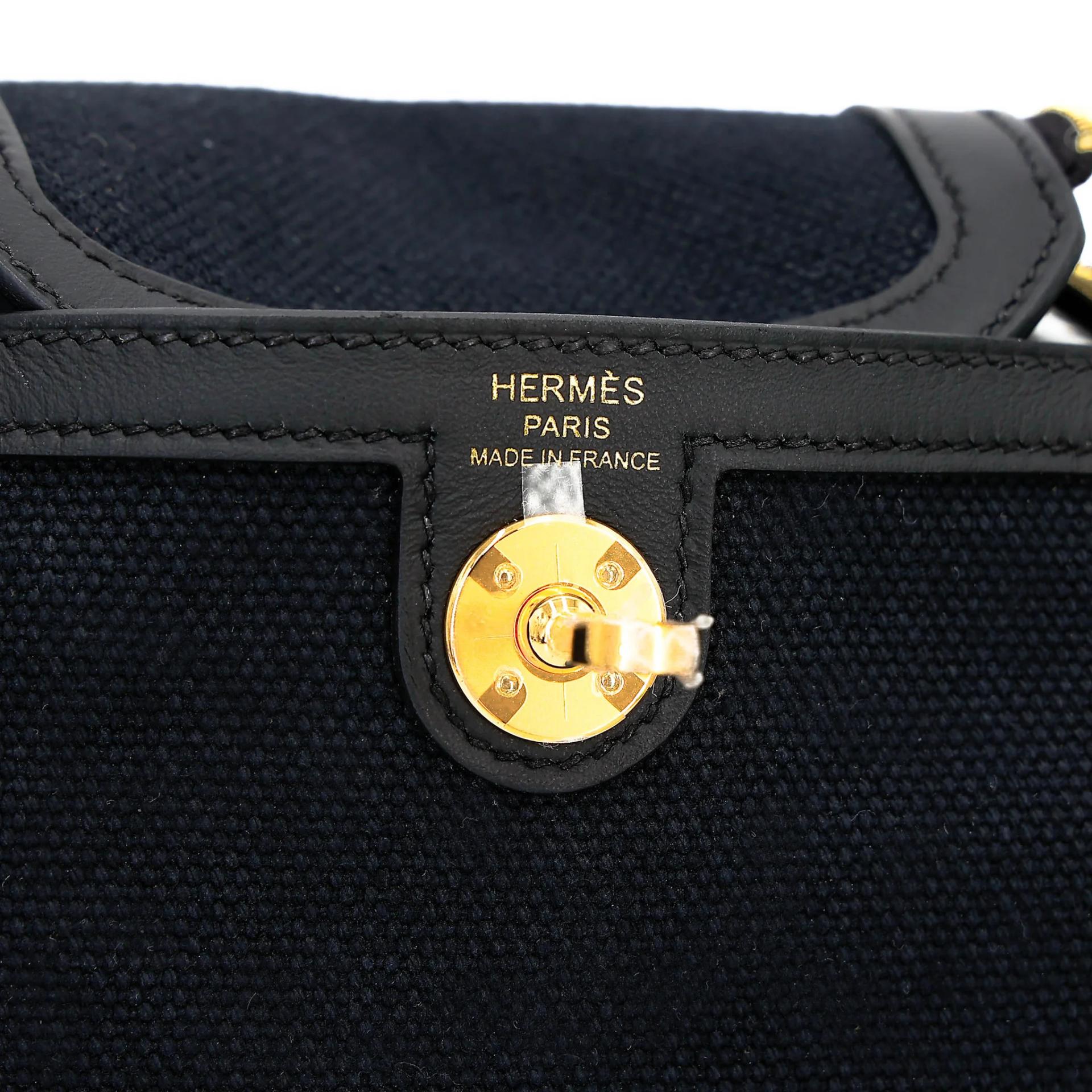 Brand New ( Rank N ) HERMÈS Mini Lindy II Noir (89) Swift Toile H canvas Gold hardware G (2026) - 13