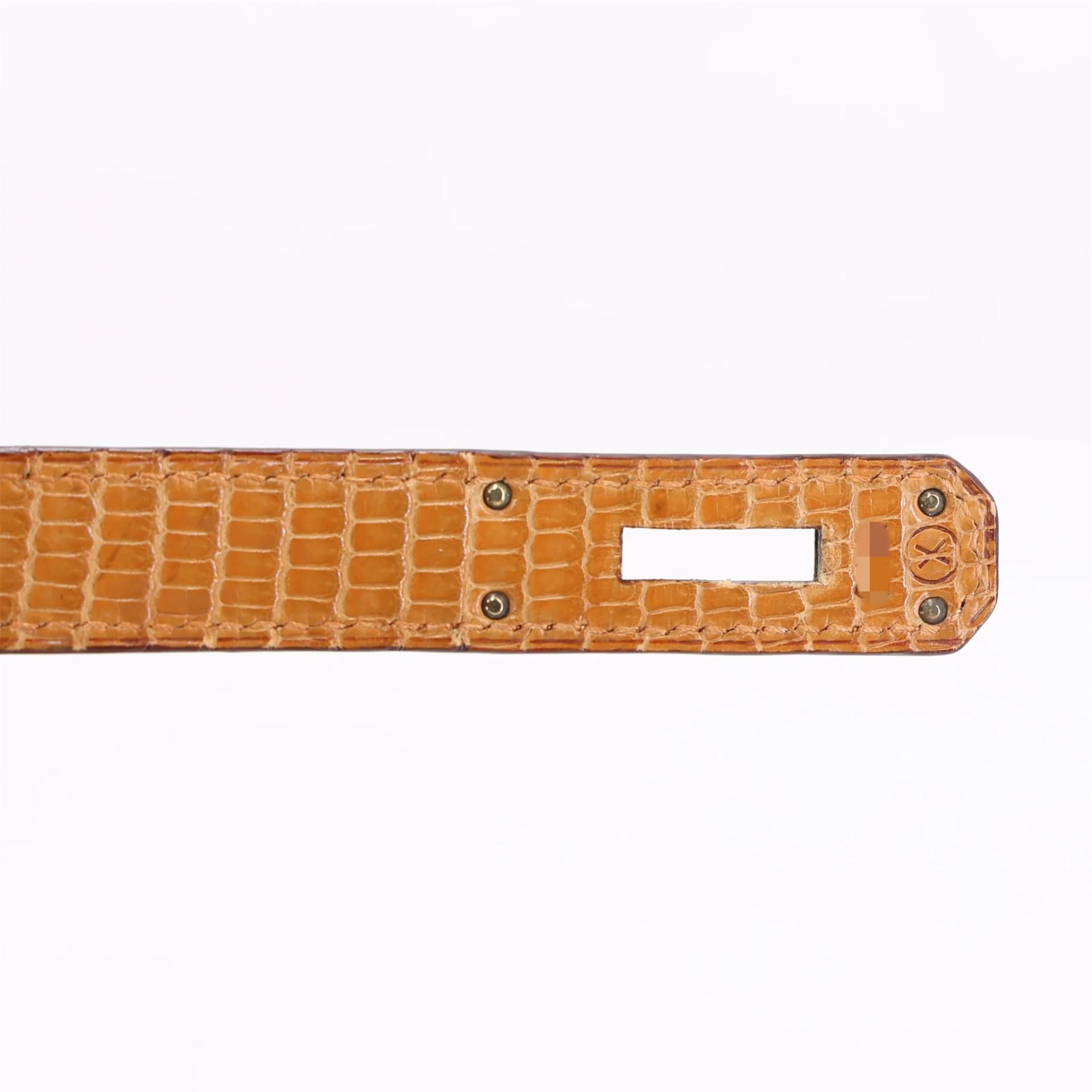 Good ( Rank AB) HERMÈS Kelly 32 Sellier Natural (27) Lizard Gold hardware Circle X (1994) - 19