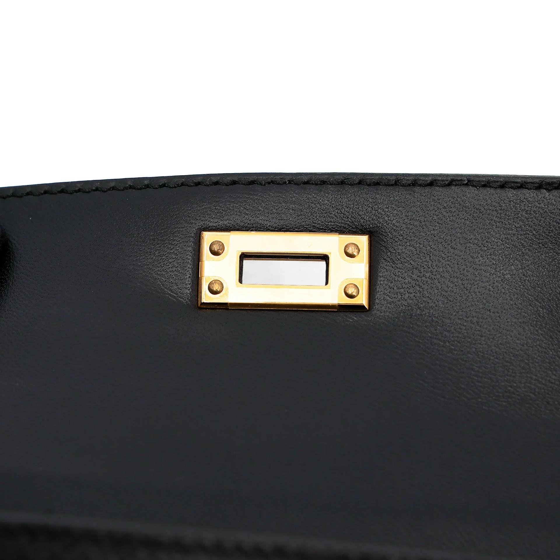 Excellent ( Rank SA ) HERMÈS Mini Kelly II Noir (89) Epsom Gold hardware W (2024) - 12