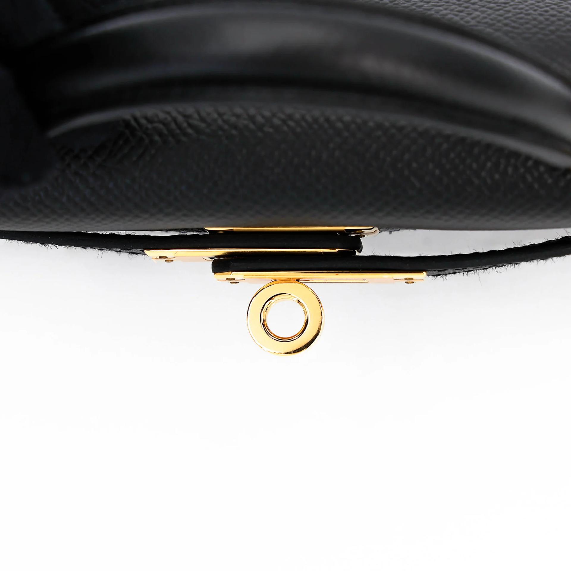 Excellent ( Rank SA ) HERMÈS Mini Kelly II Noir (89) Epsom Gold hardware W (2024) - 9