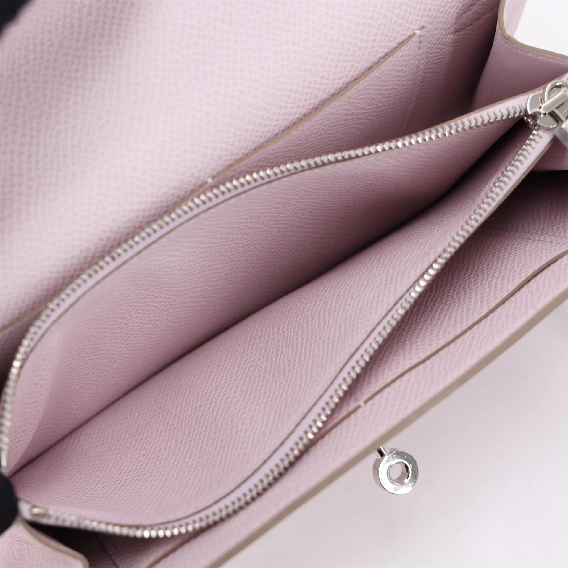 Unused ( Rank NS ) HERMÈS Kelly To Go Wallet Mauve Pale (09) Epsom Palladium hardware U (2022) - 11