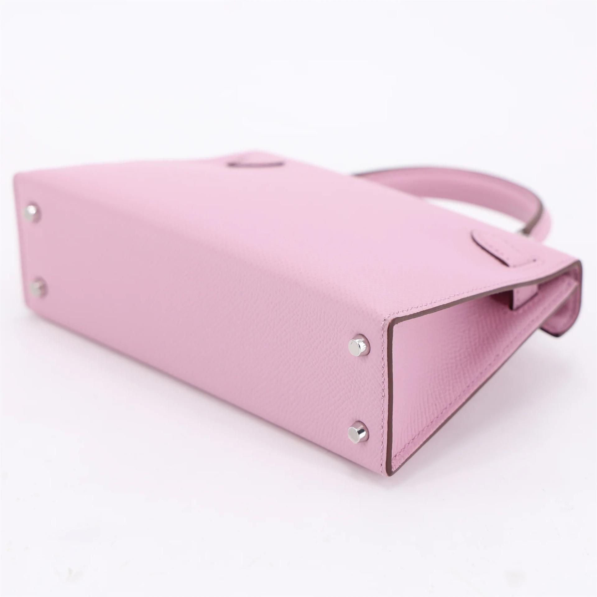 Unused ( Rank NS ) HERMÈS Mini Kelly II Mauve Sylvestre (X9) Epsom Palladium hardware B (2023) - 7