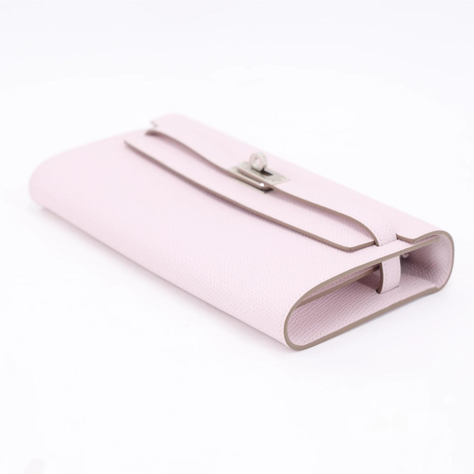 Unused ( Rank NS ) HERMÈS Kelly To Go Wallet Mauve Pale (09) Epsom Palladium hardware U (2022) - 4