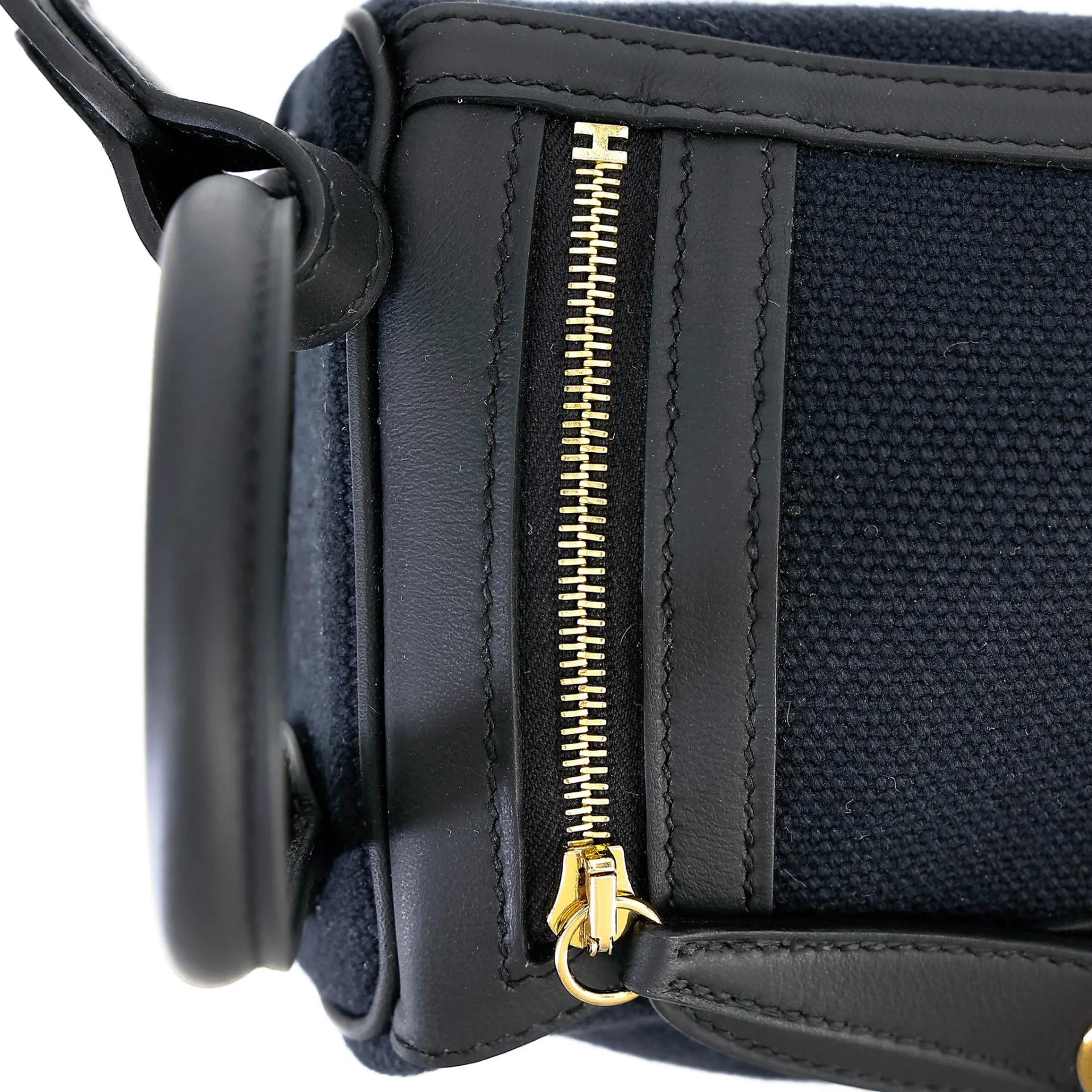 Brand New ( Rank N ) HERMÈS Mini Lindy II Noir (89) Swift Toile H canvas Gold hardware G (2026) - 5