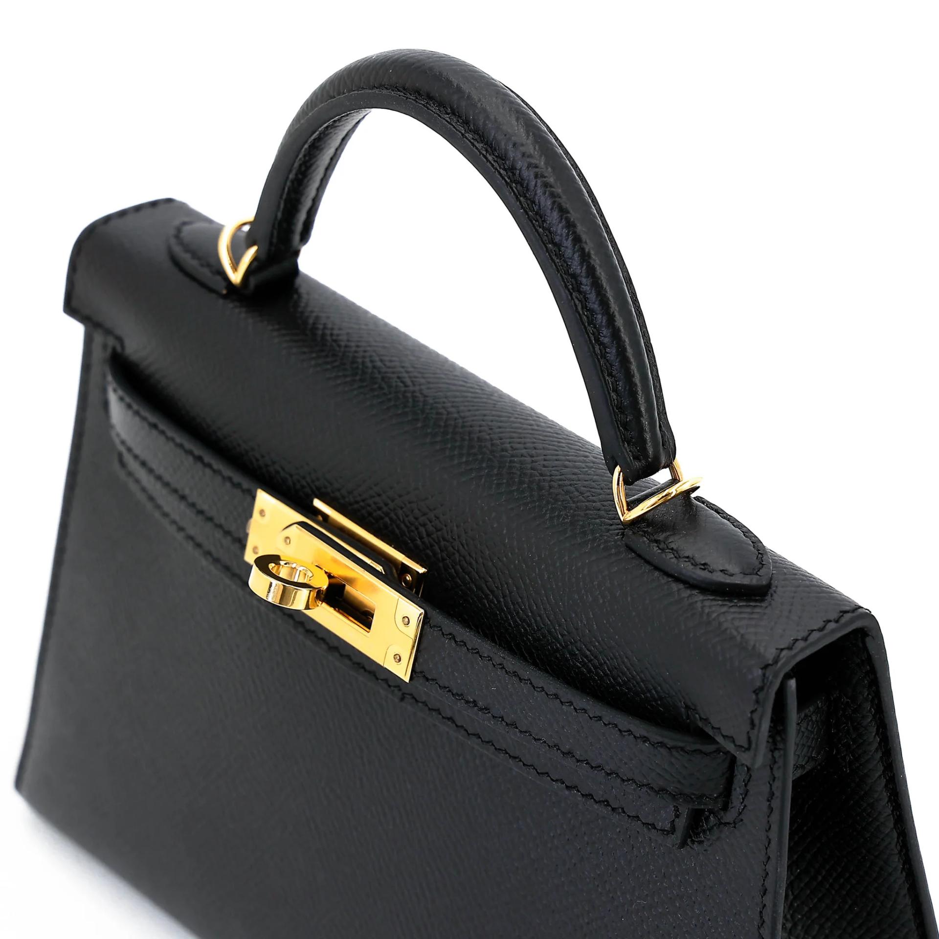 Excellent ( Rank SA ) HERMÈS Mini Kelly II Noir (89) Epsom Gold hardware W (2024) - 3