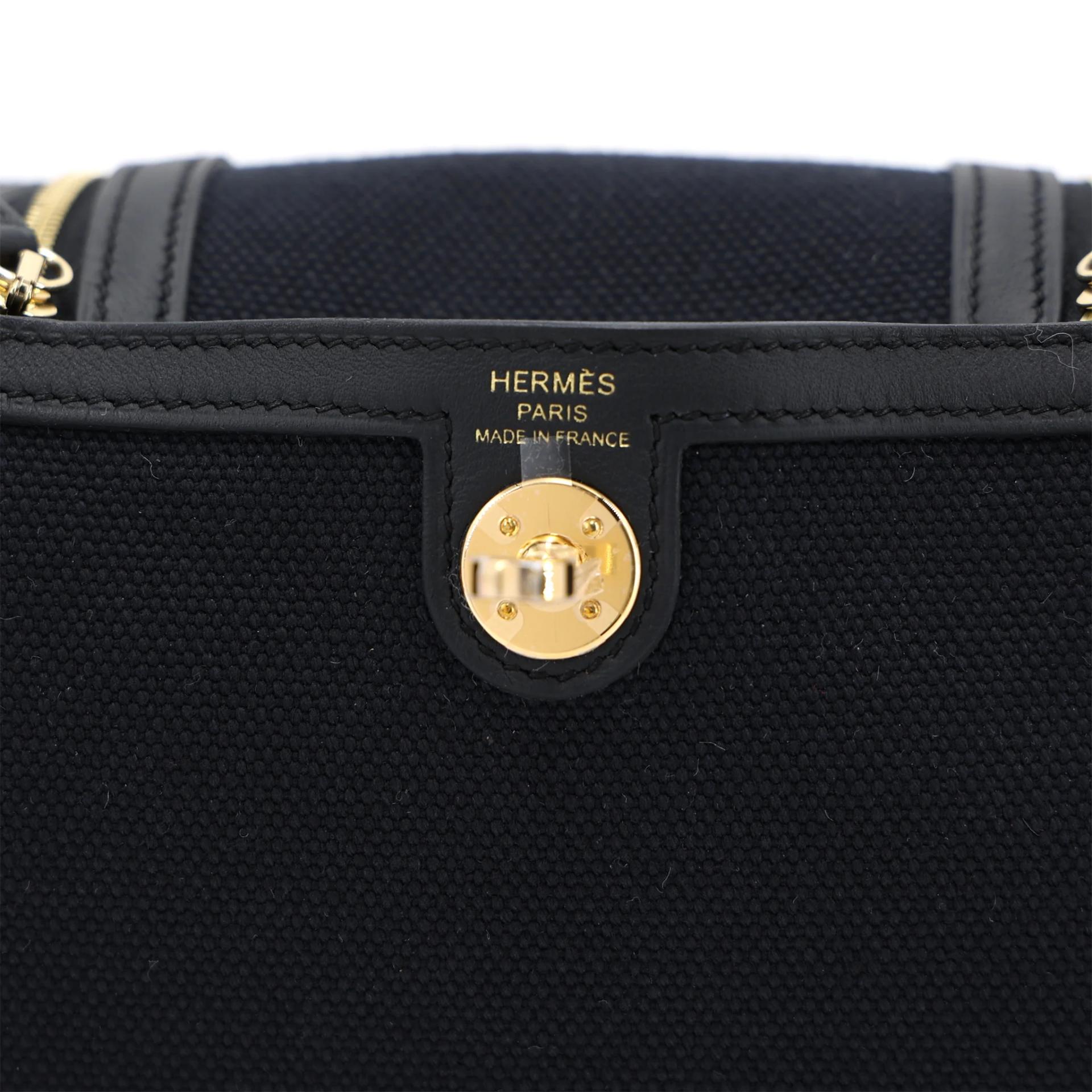 Brand New ( Rank N ) HERMÈS Mini Lindy II Noir (89) Toile H canvas Swift Gold hardware G (2026) - 10